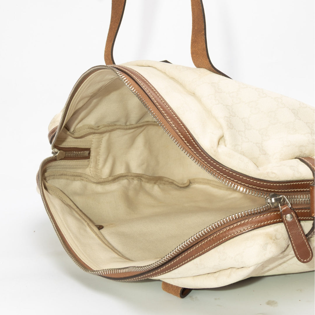 Gucci Brown/Beige GG Canvas Duffel Weekender Bag