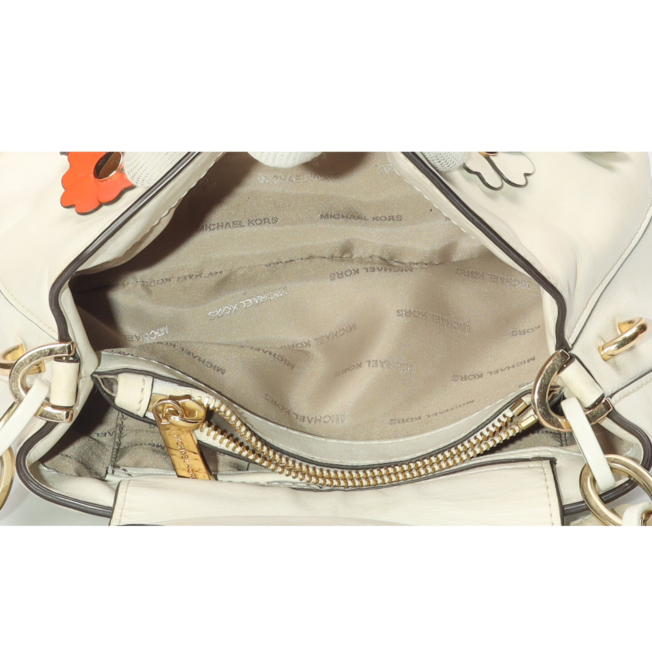 Michael Kors White Floral Applique Convertible Satchel