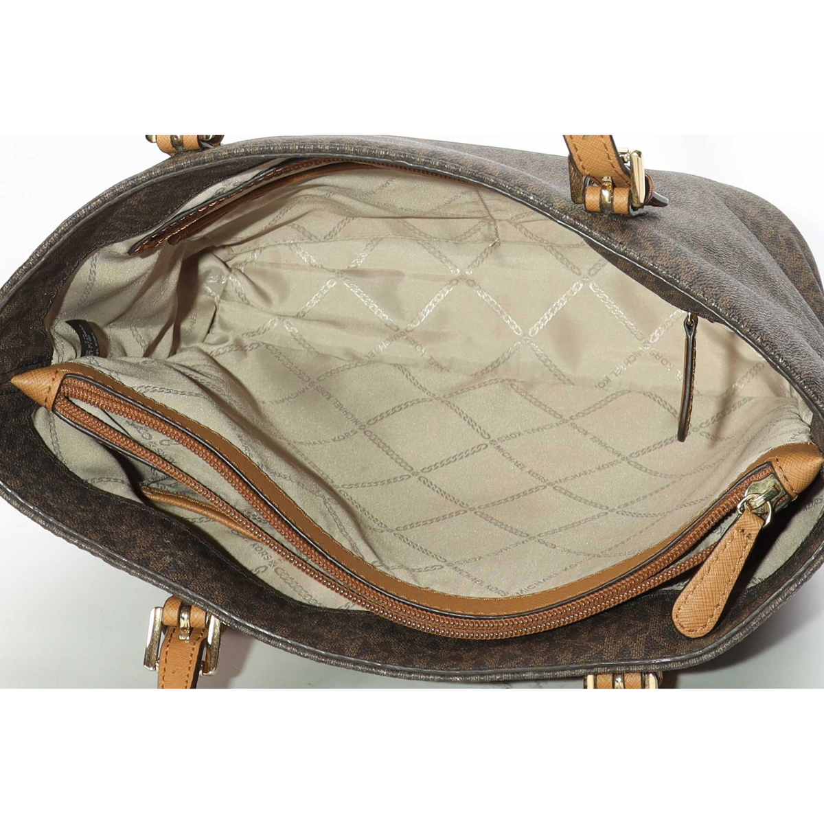 Michael Kors Jet Set Brown Logo Pocket Tote