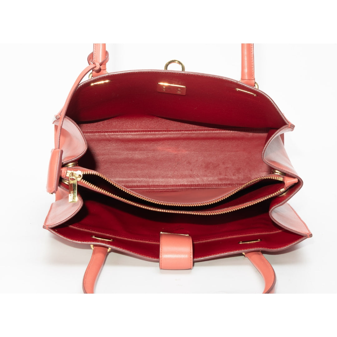 Salvatore Ferragamo Coral Red Gancini Lock Satchel
