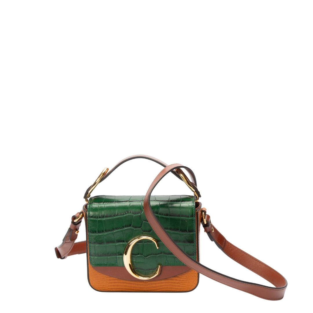 Chloe Croc Embossed Mini C Crossbody Bag