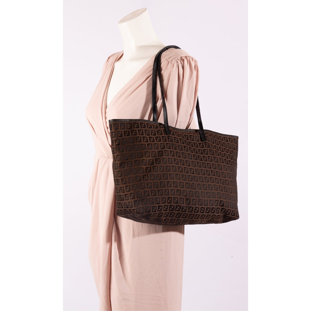 Fendi Brown Zucca Shopper Tote