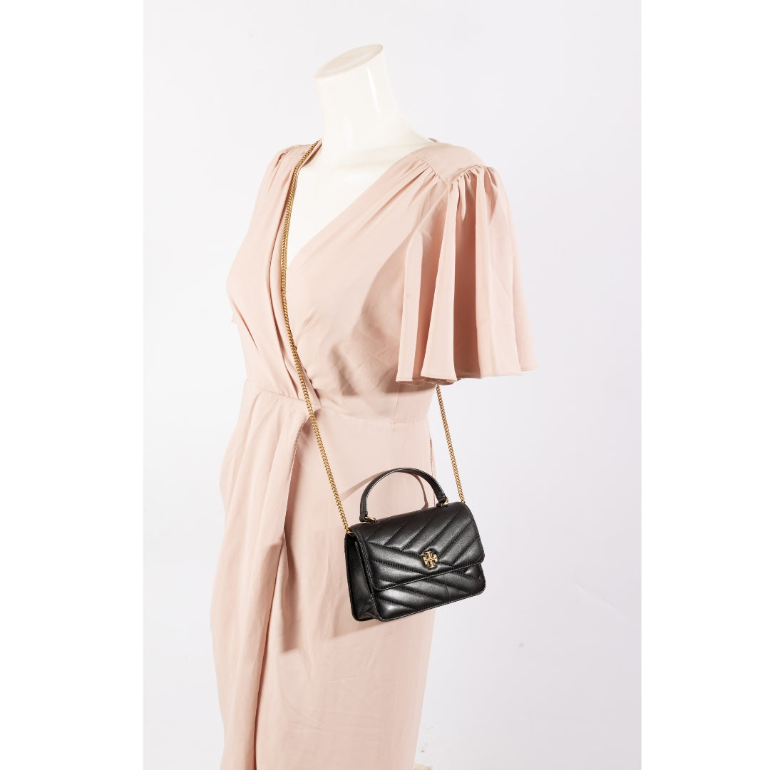 Tory Burch Mini Kira Chevron Black Chain Bag