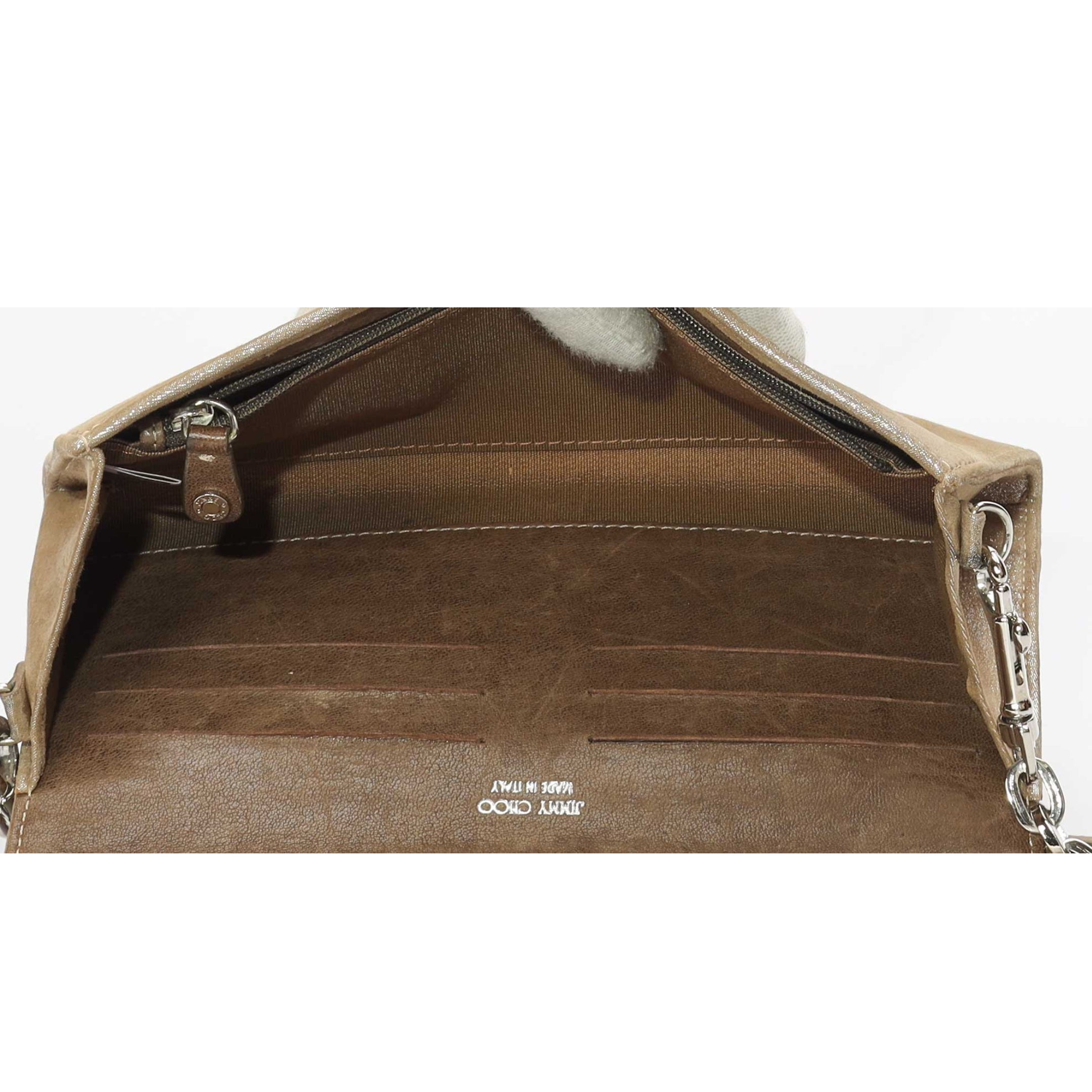 Jimmy Choo Beige Crystal Chain CLutch