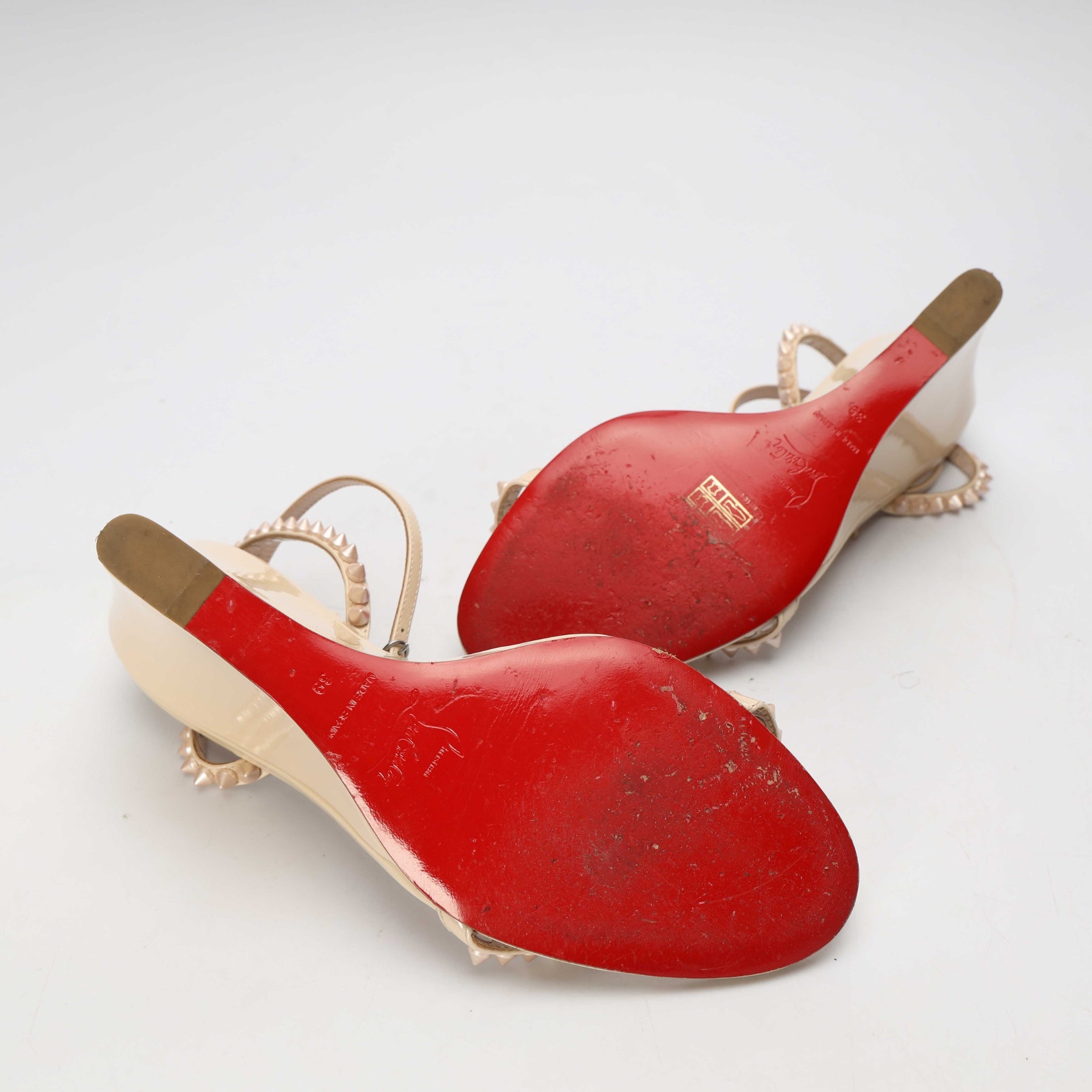Christian Louboutin Cream Ankle Strap Sandals