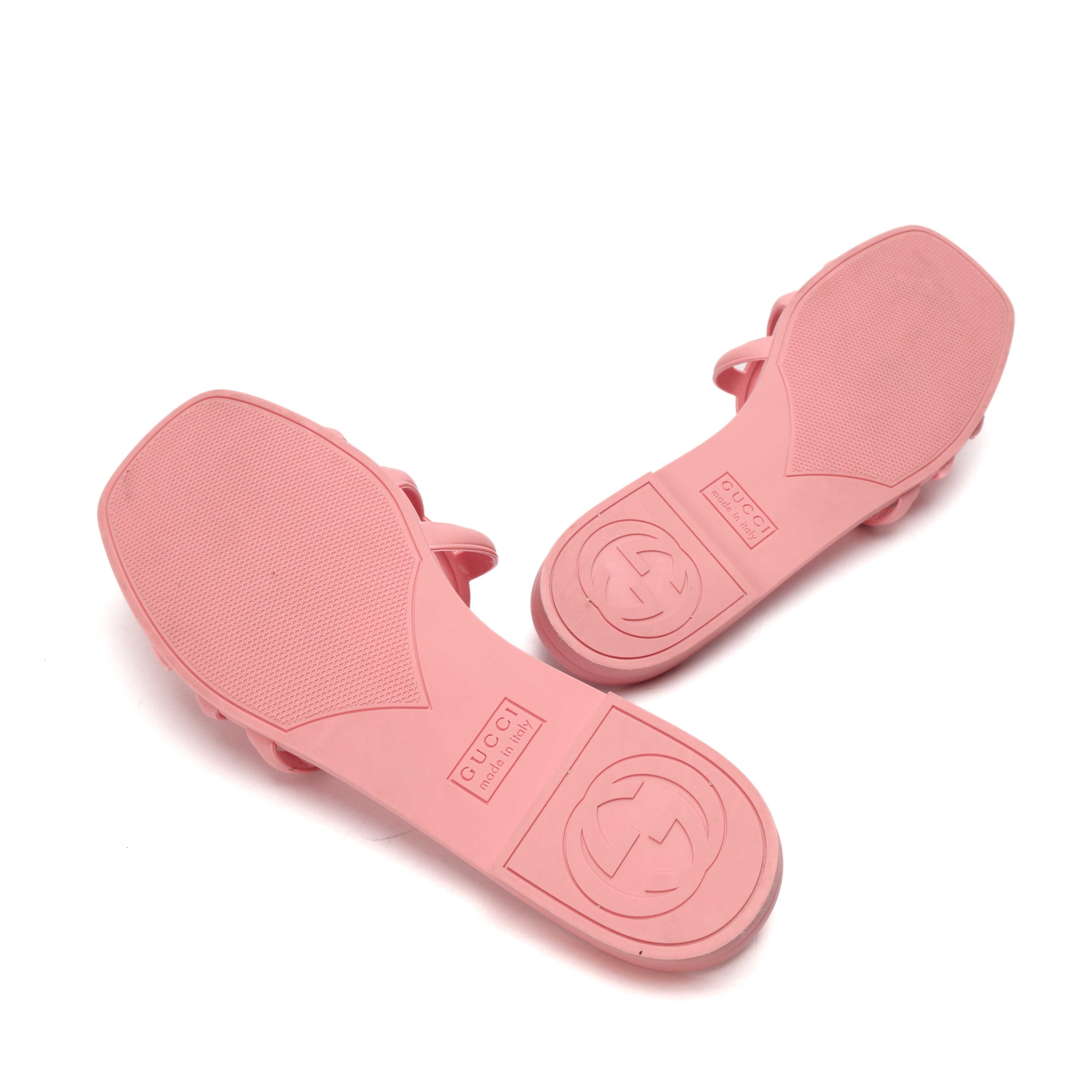 Gucci Interlocking G Pink Slide Sandals