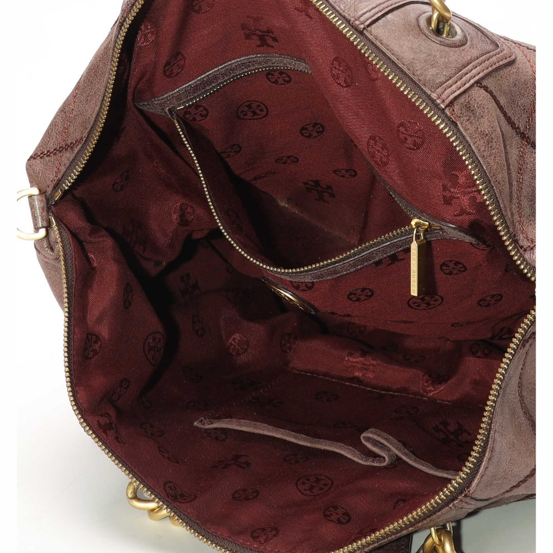 Tory Burch Lysa Diamond Quilted Brown Tote
