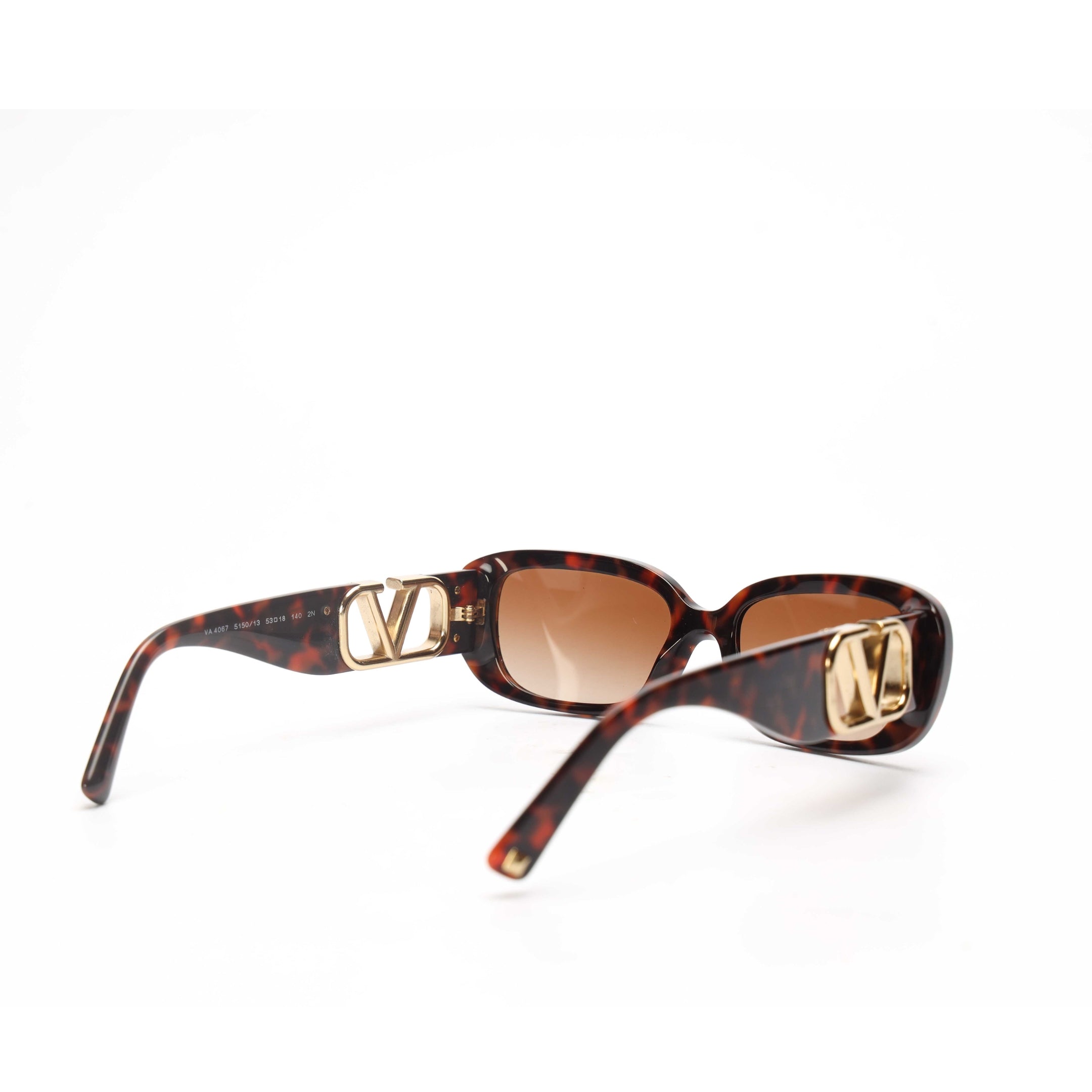 Valentino Brown Havana Rectangular Sunglasses