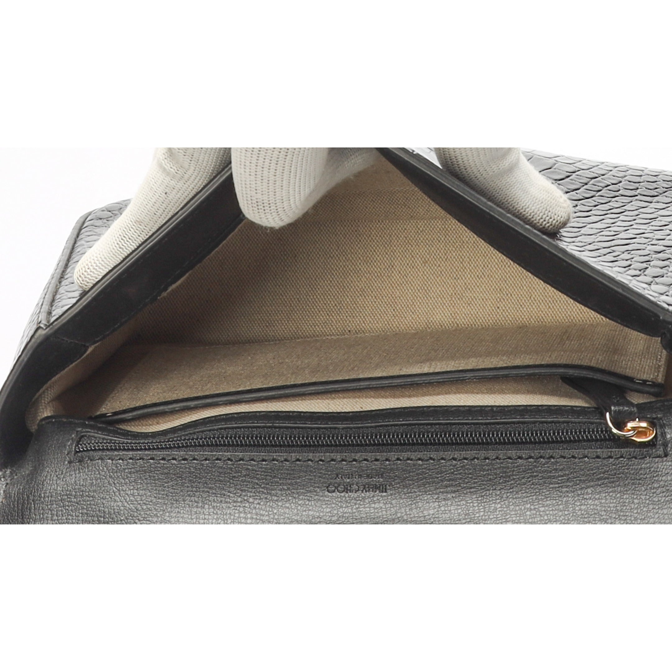 Jimmy Choo Varenne Croc-Embossed Chain Strap Clutch