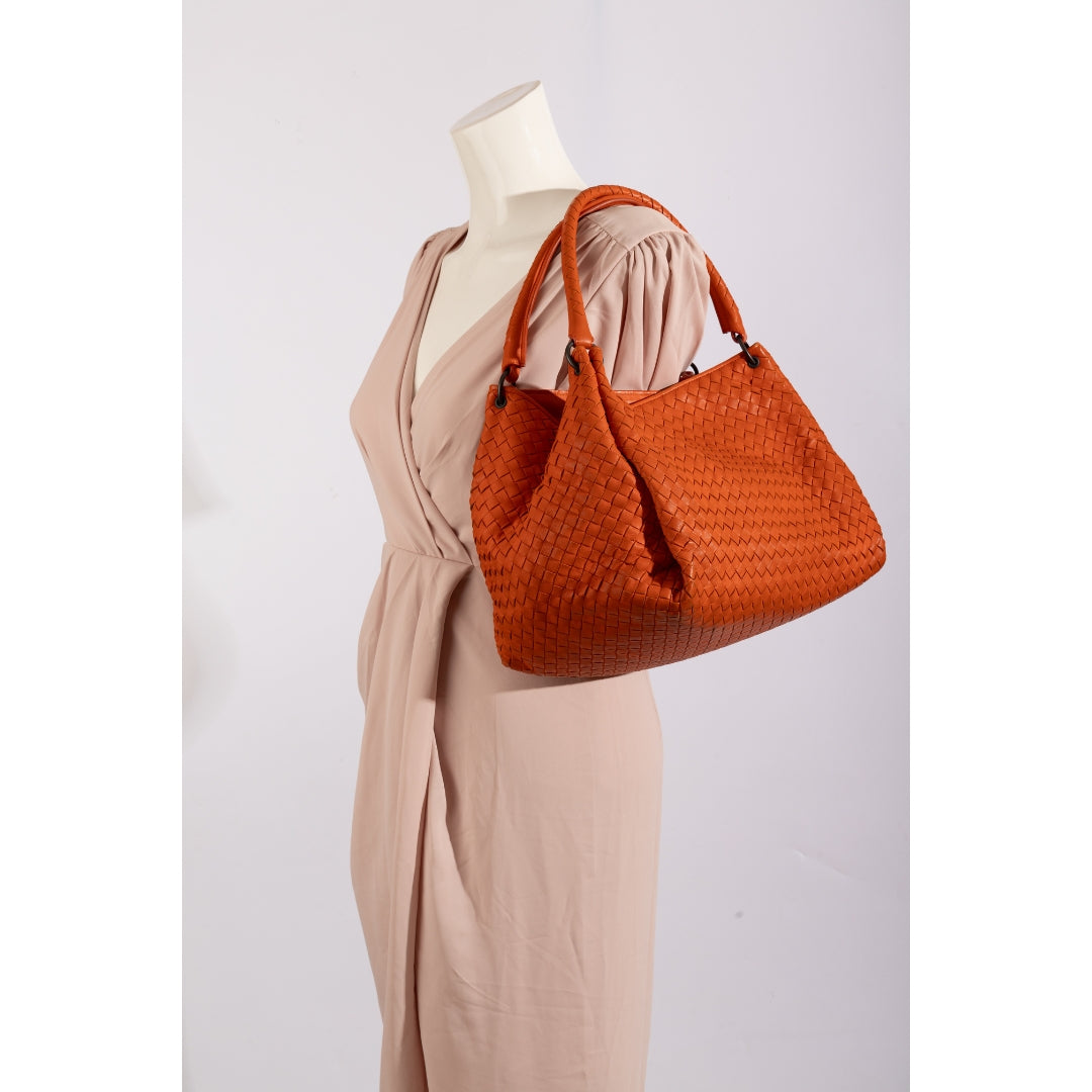 Bottega Veneta Orange Intrecciato Woven Nappa Leather Parachute Bag