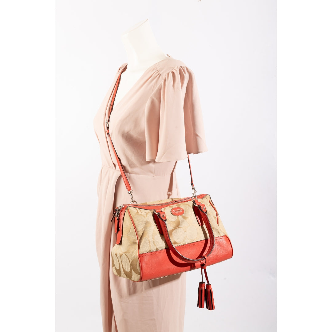 Coach Orange/Beige Haley Convertible Satchel