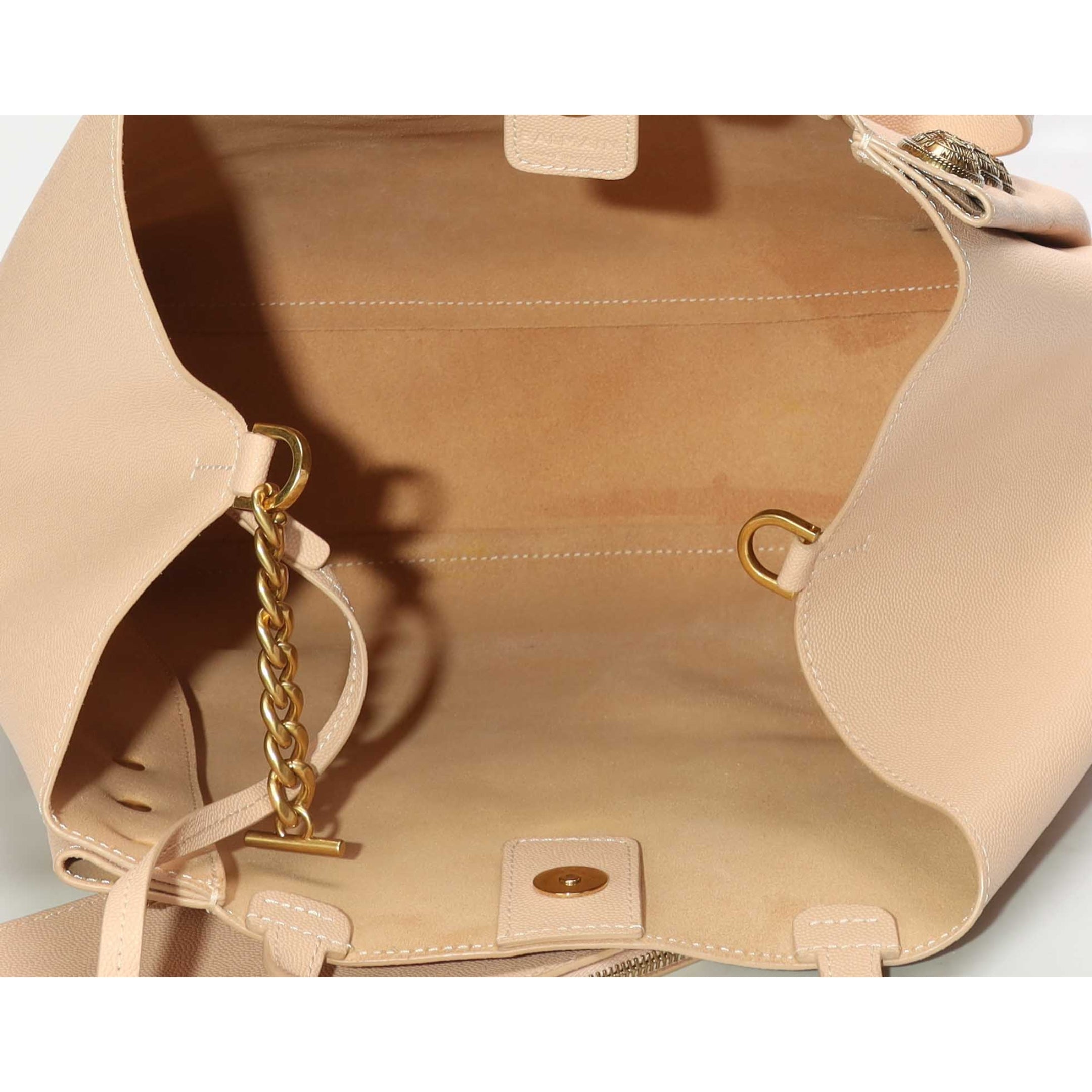 Balmain Embleme Peach Grained Calfskin Tote