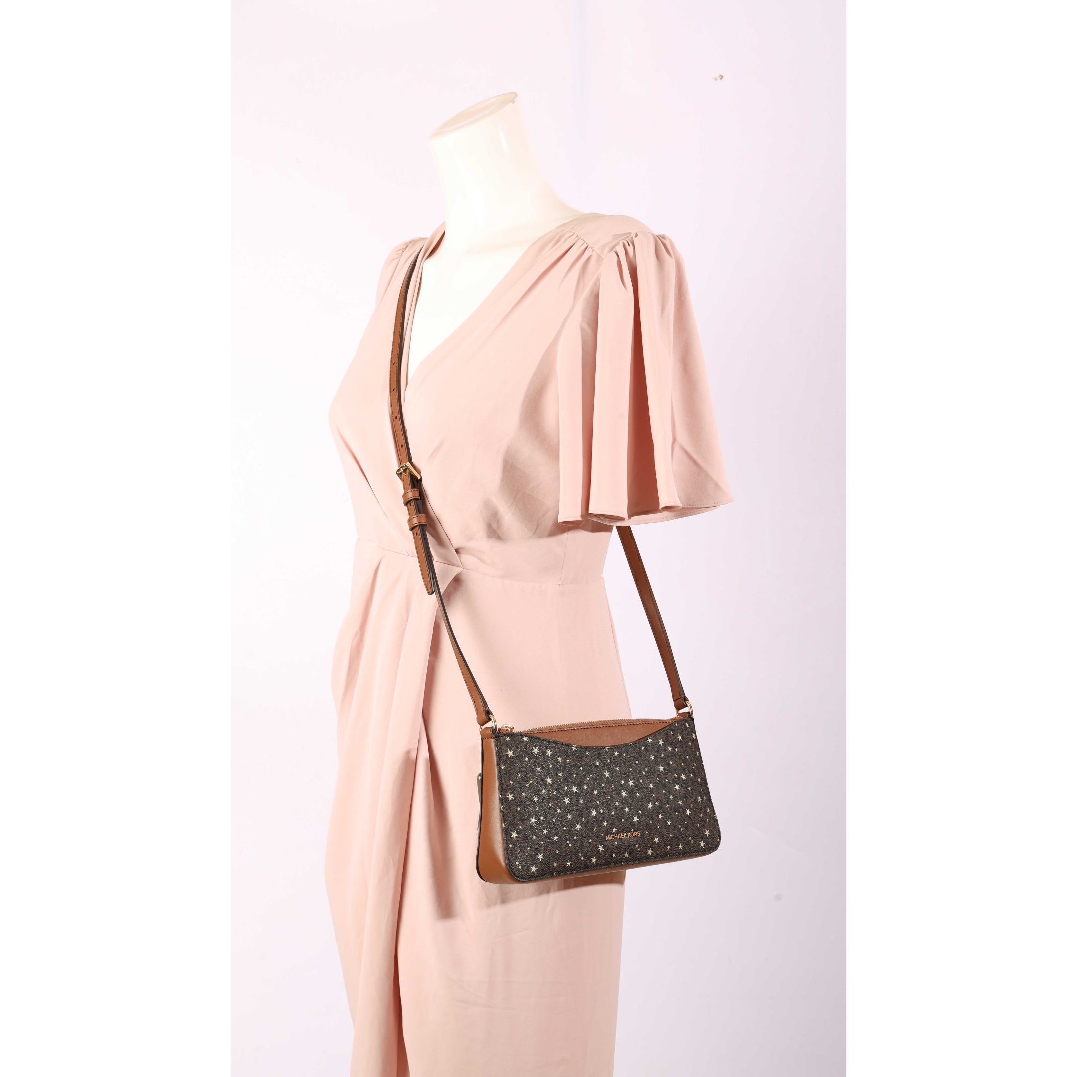 Michael Kors Arden Star Printed Brown Logo Crossbody Bag