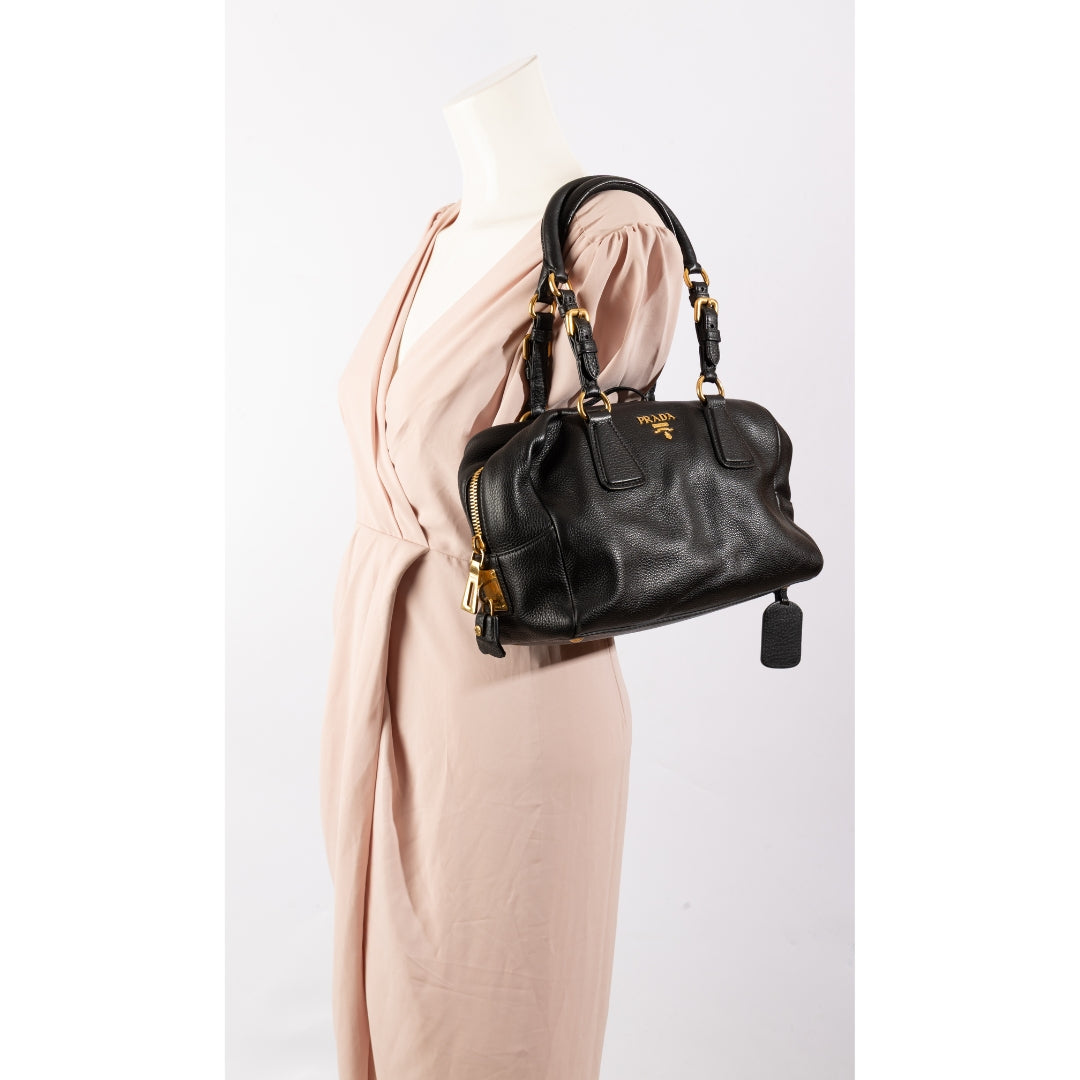 Prada Vitello Black Satchel