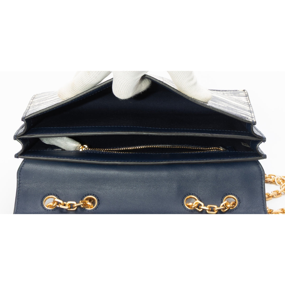 Tory Burch Navy Blue Gemini Link Shoulder Bag