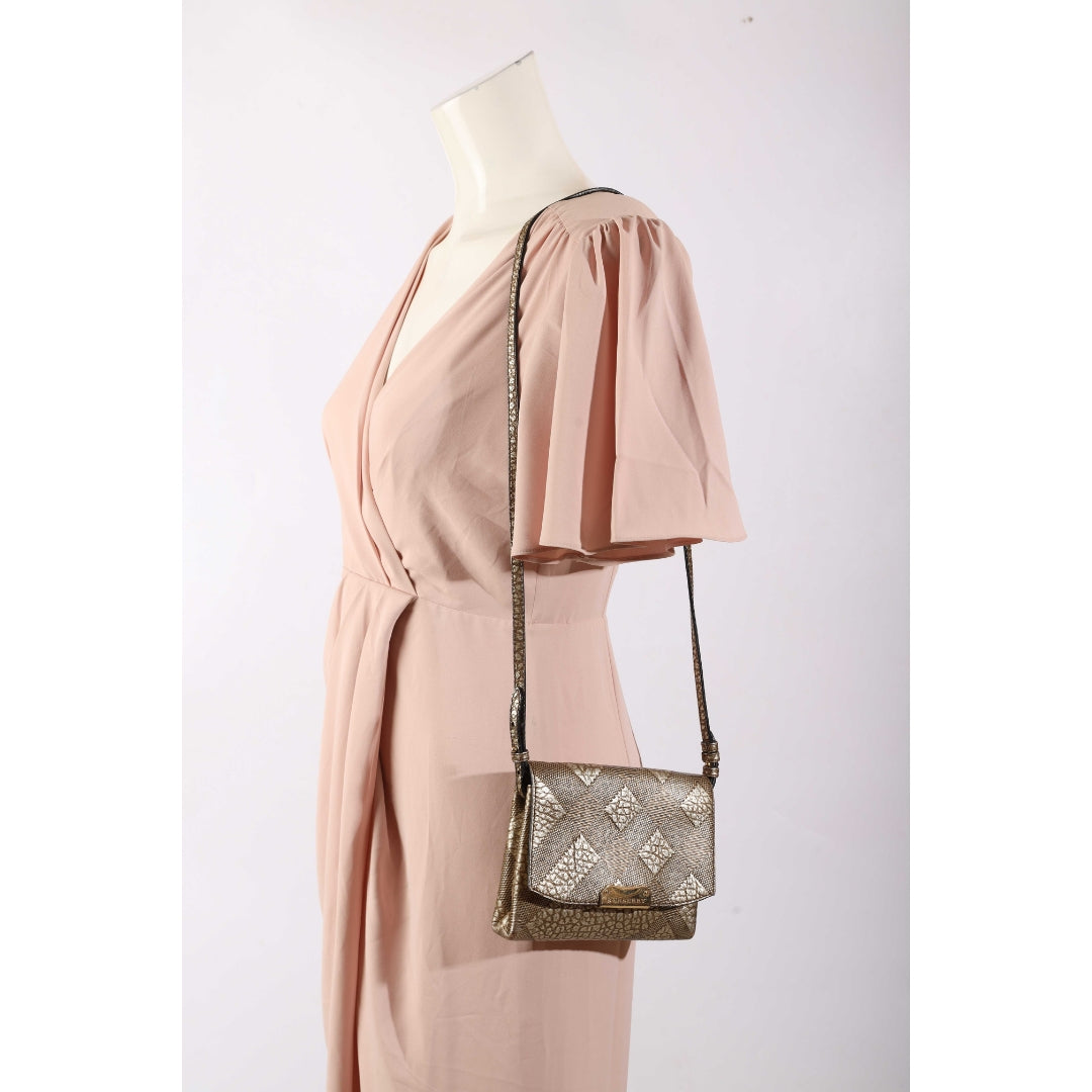 Burberry Gold Embossed Flap Crossbody Bag