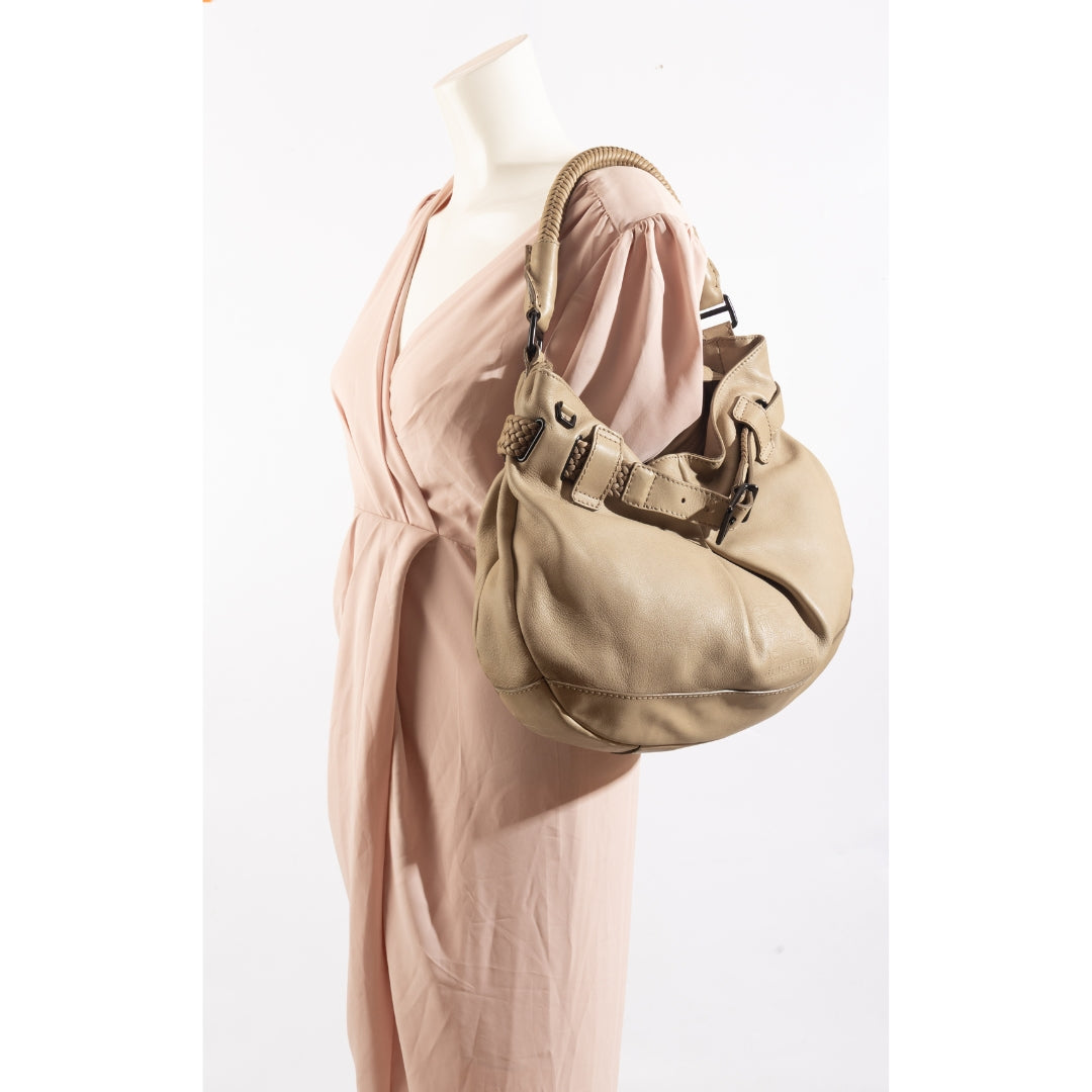 Burberry Beige Buckle Detail Hobo Tote