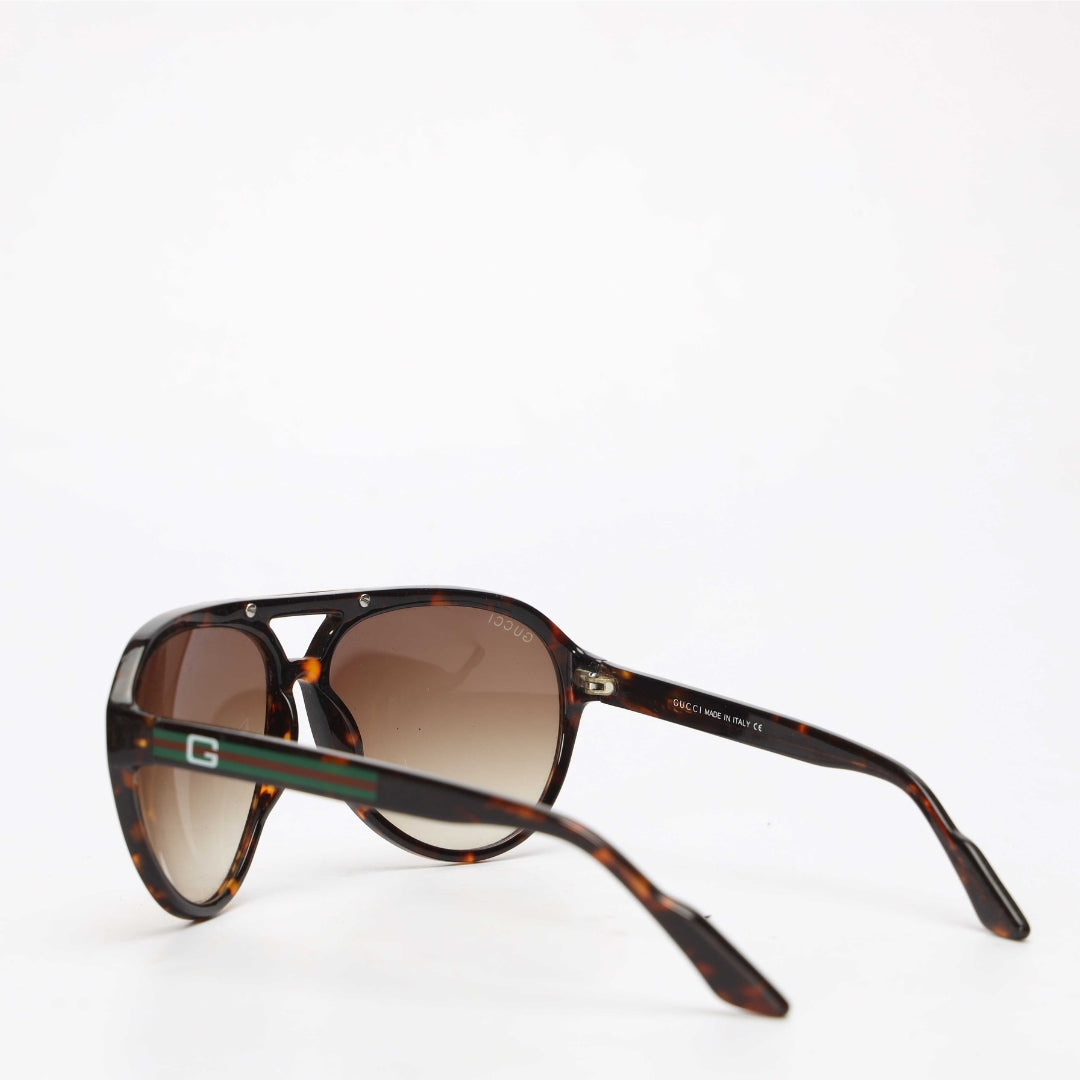 Gucci Brown Tortoise Shell Frame Vintage Aviator Sunglasses