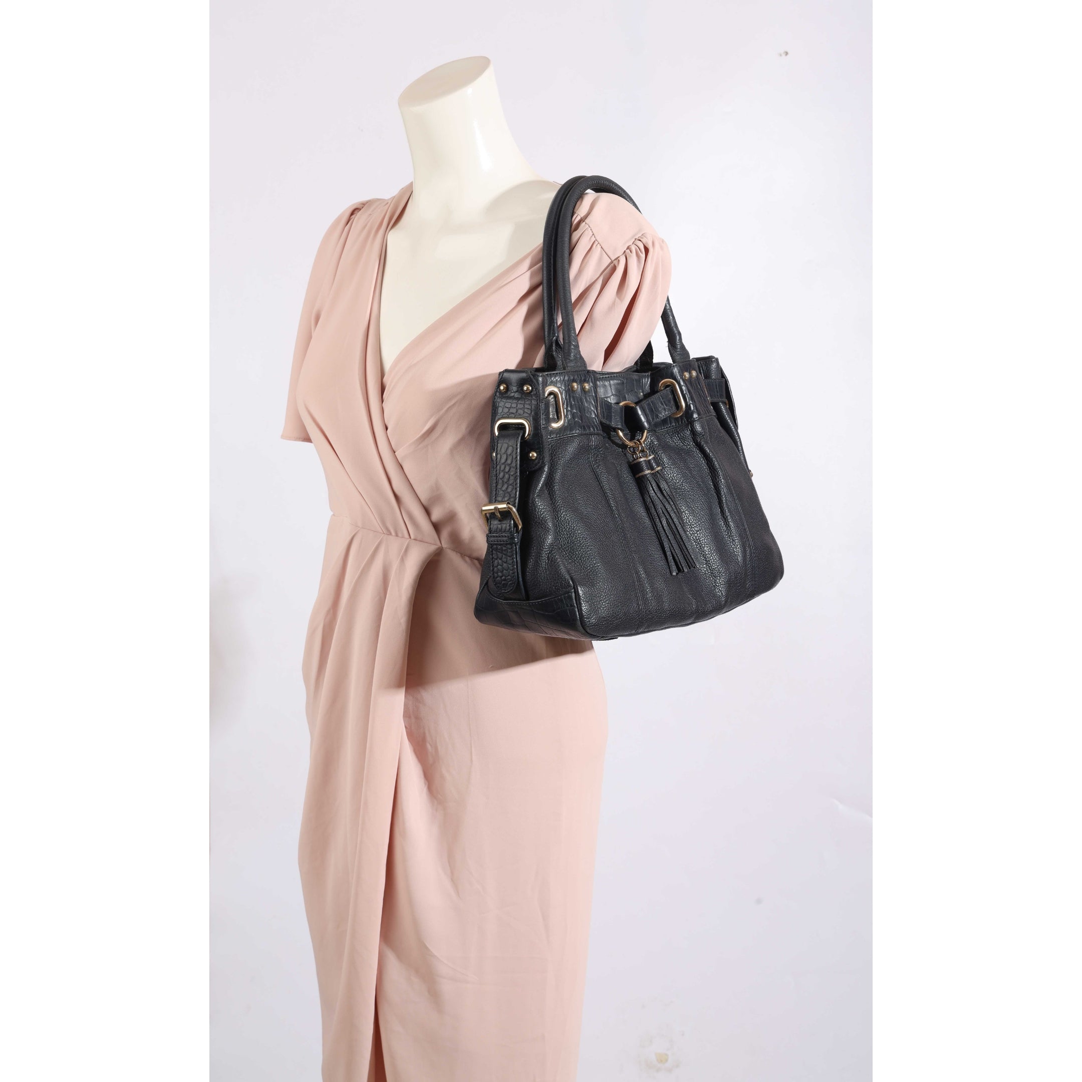 Balenciaga Navy Pebbled Leather Shoulder Bag