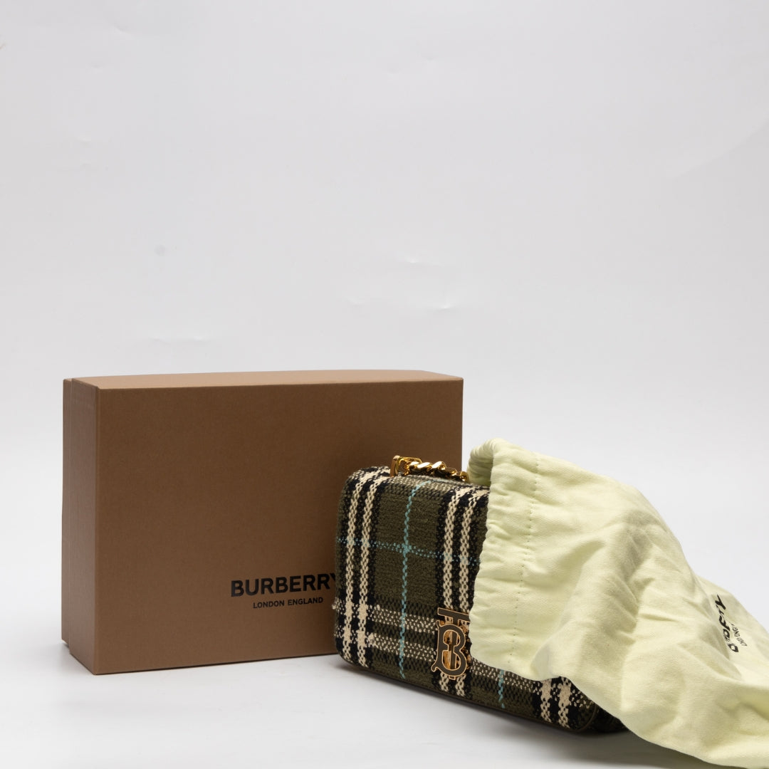 Burberry Lola Boucle Checked Crossbody Bag