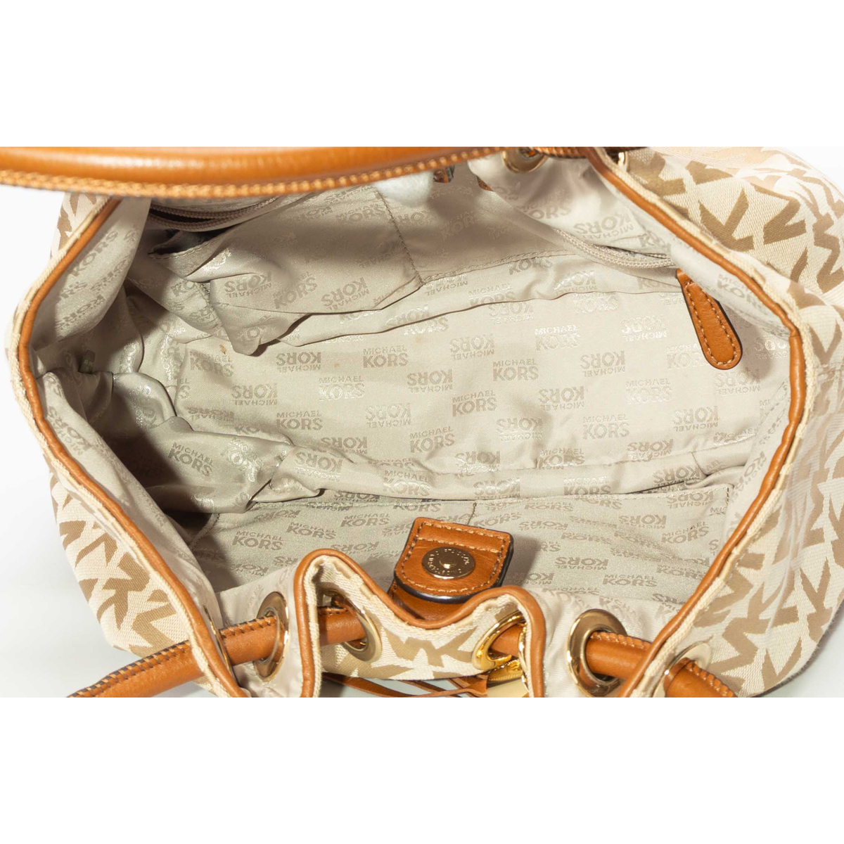 Michael Kors Ring Beige Signature Logo Shoulder Bag
