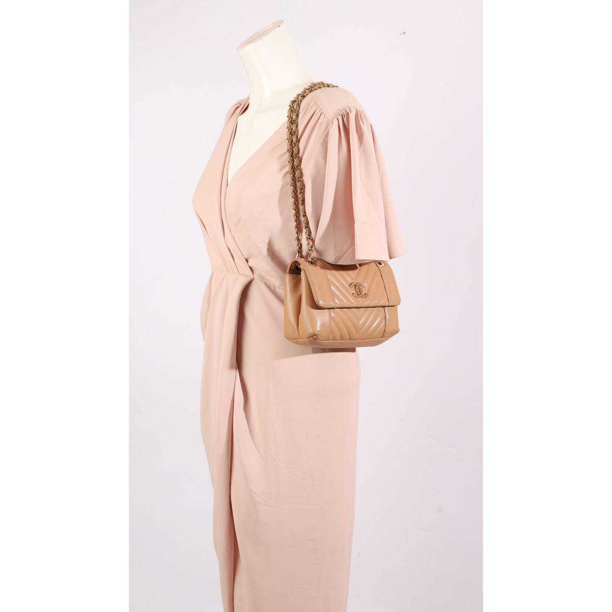 Chanel Beige Flap Crossbody Bag