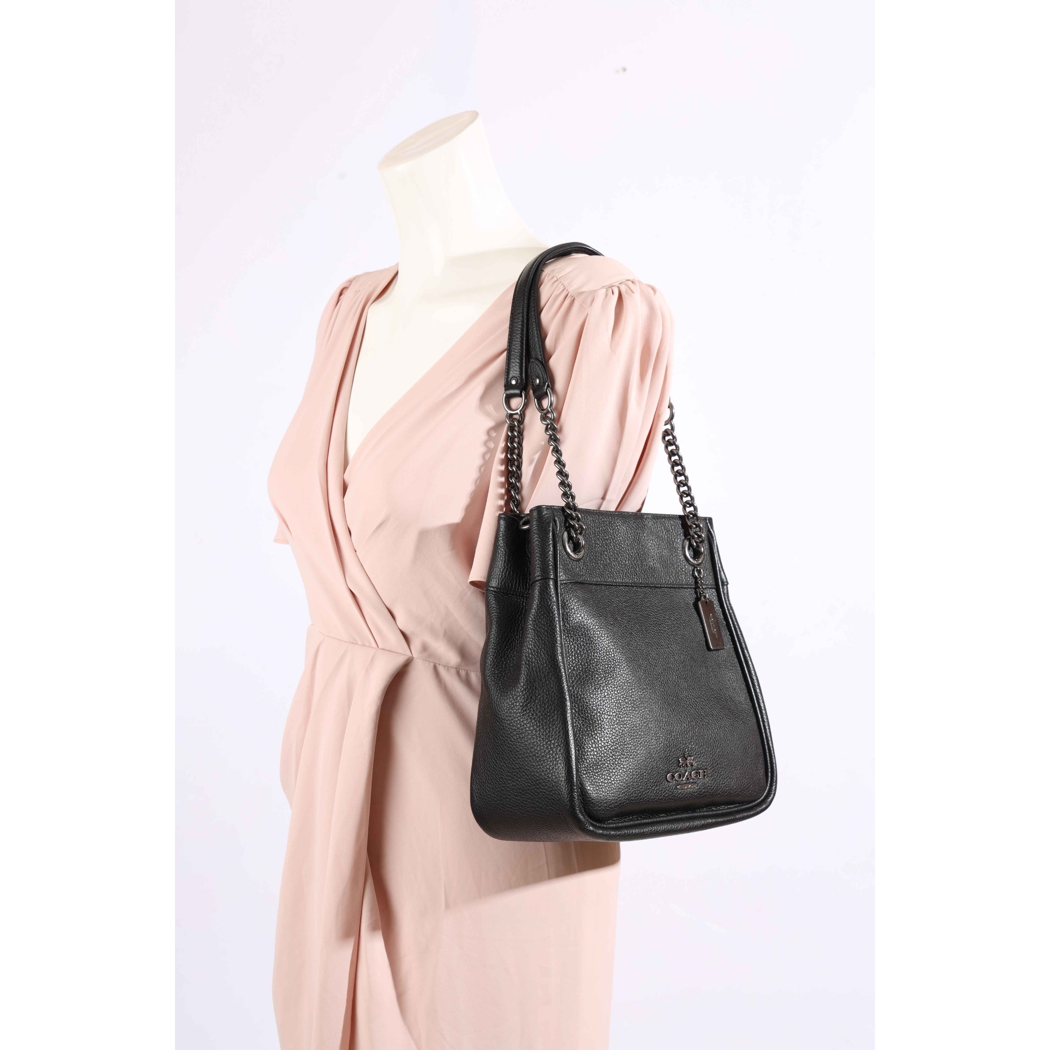 Coach Cammie Black Chain Bucket Bag