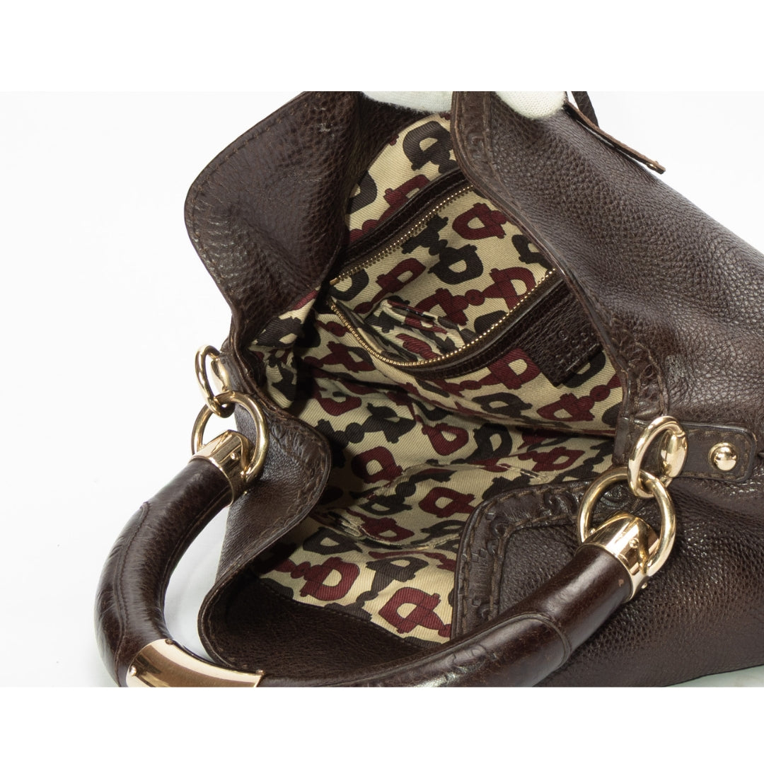 Gucci Black Leather Indy Top Handle Bag