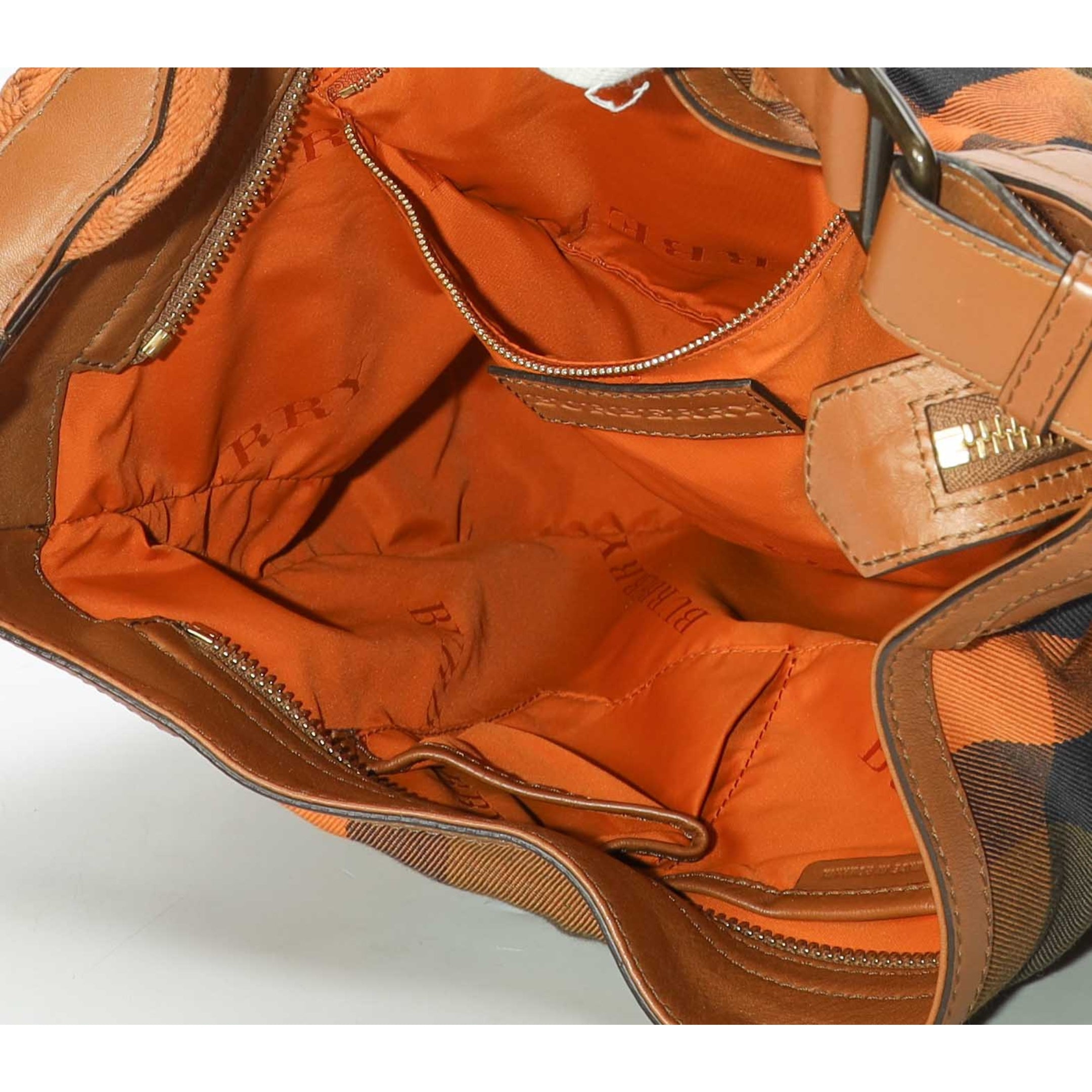 Burberry Brown/Orange Vintage Check Ashwood Hobo Bag