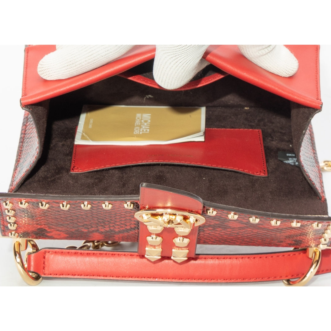 Michael Kors Red Greenwich Studded Crossbody Bag