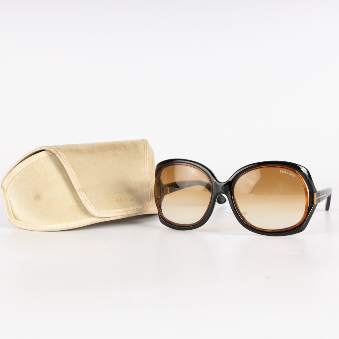 Tom Ford Black Frame Brown Gradient Lens Jaquelin Sunglasses