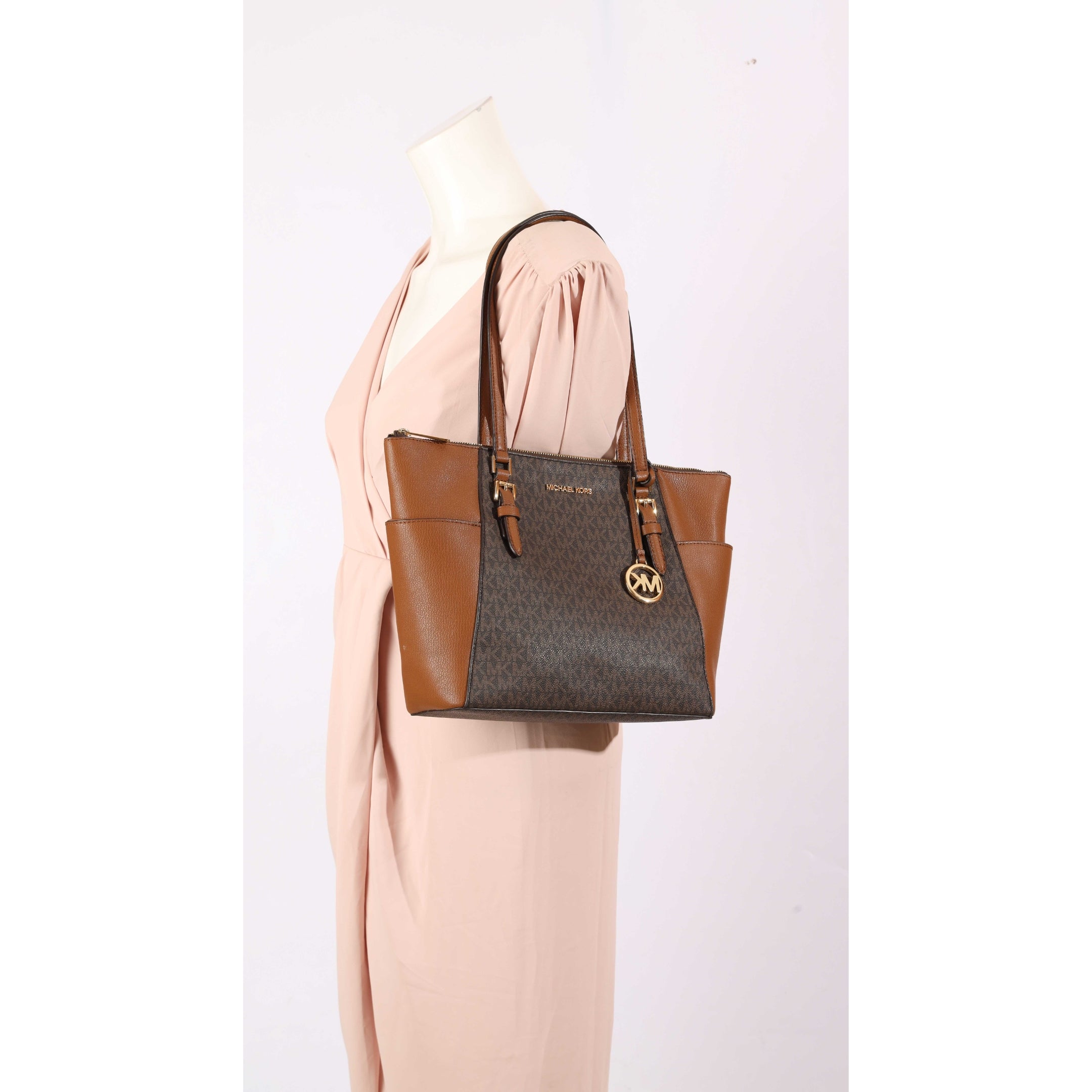 Michael Kors Charlotte Brown Large Logo Tote