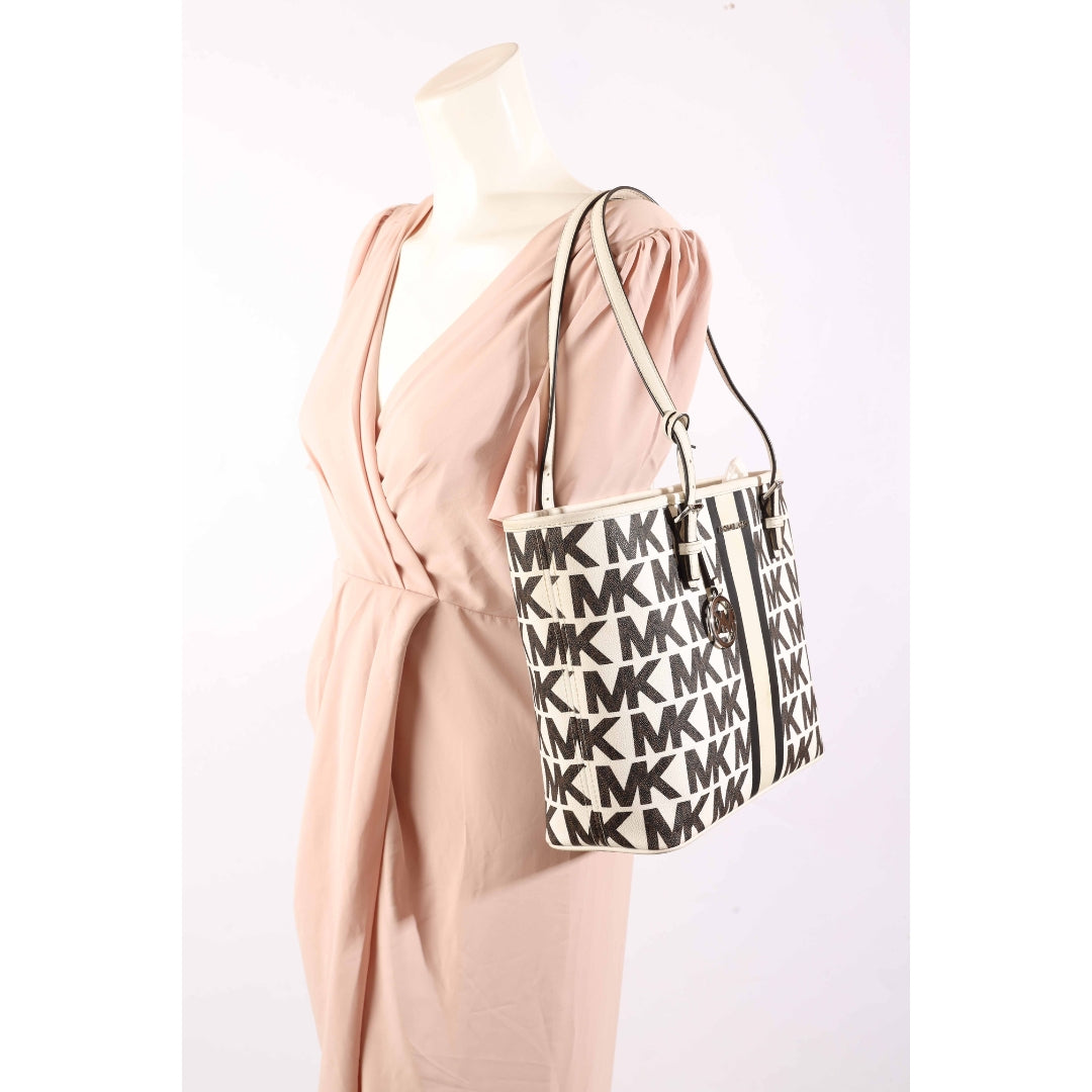 Michael Kors Jet Set Travel Logo Stripe Tote