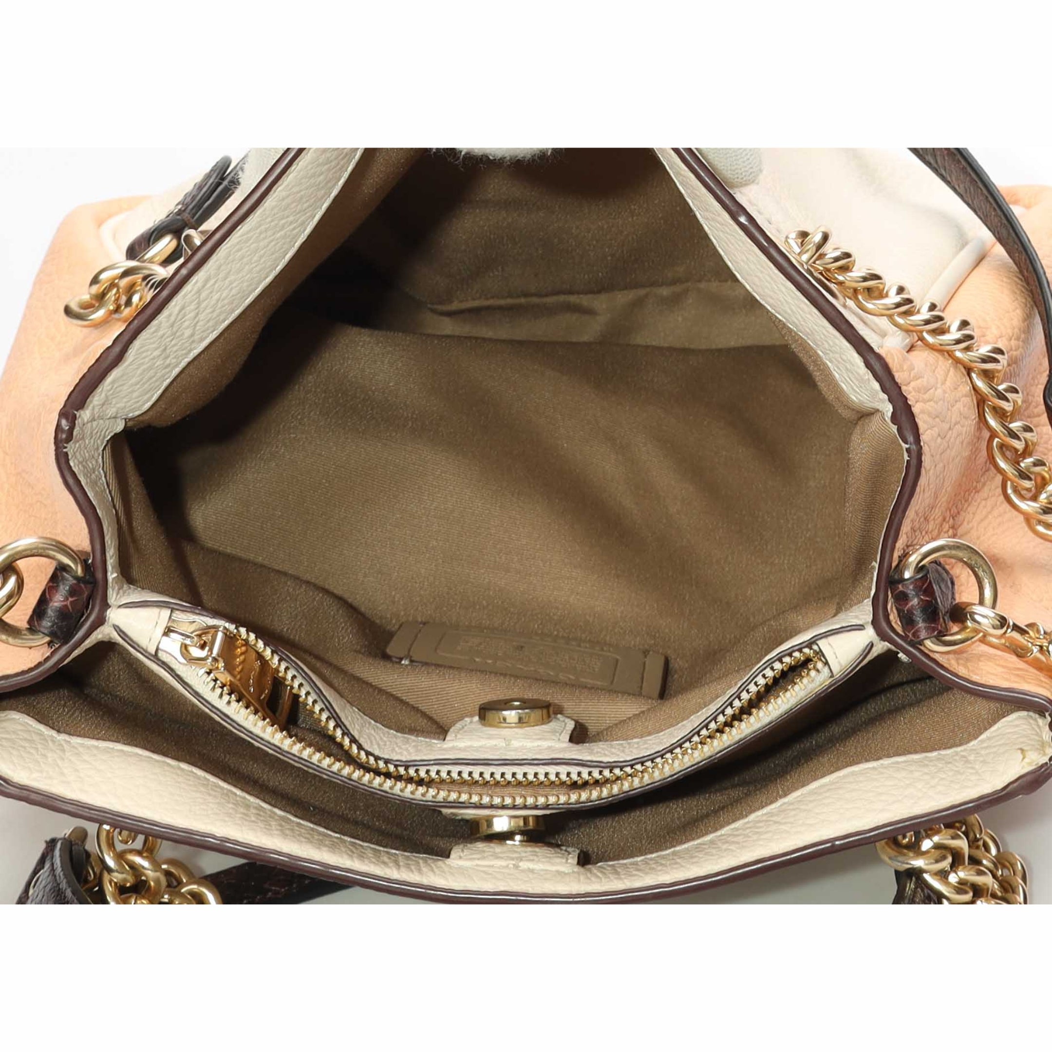 Coach Cammie Beige Chain Bucket Bag