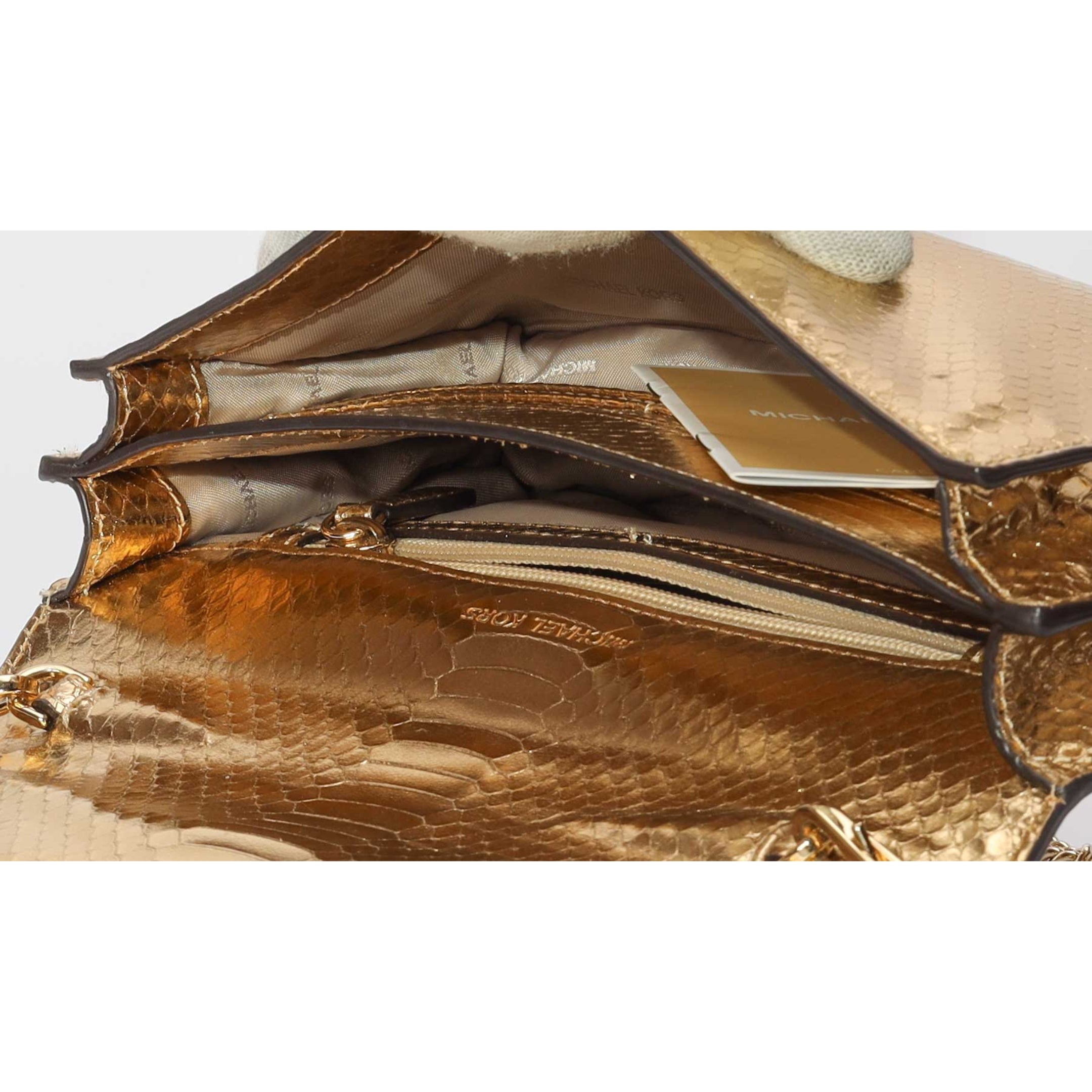 Michael Kors Mott Metallic Gold Clutch Crossbody Bag
