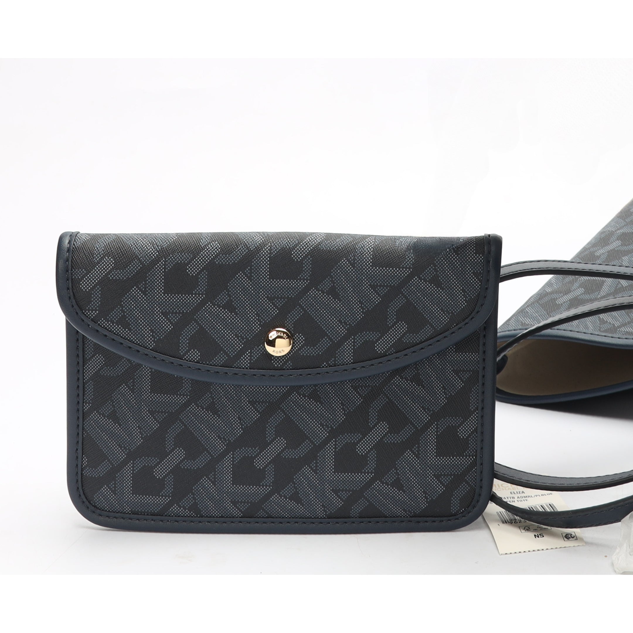 Michael Kors Navy Eliza Empire Logo Stripe Tote