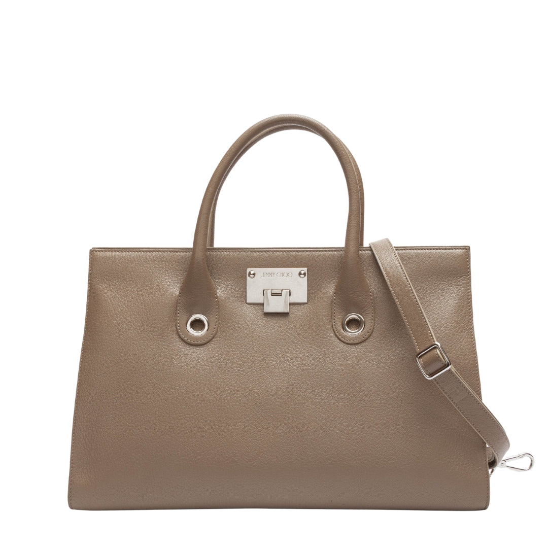 Jimmy Choo Beige Riley Convertible Tote