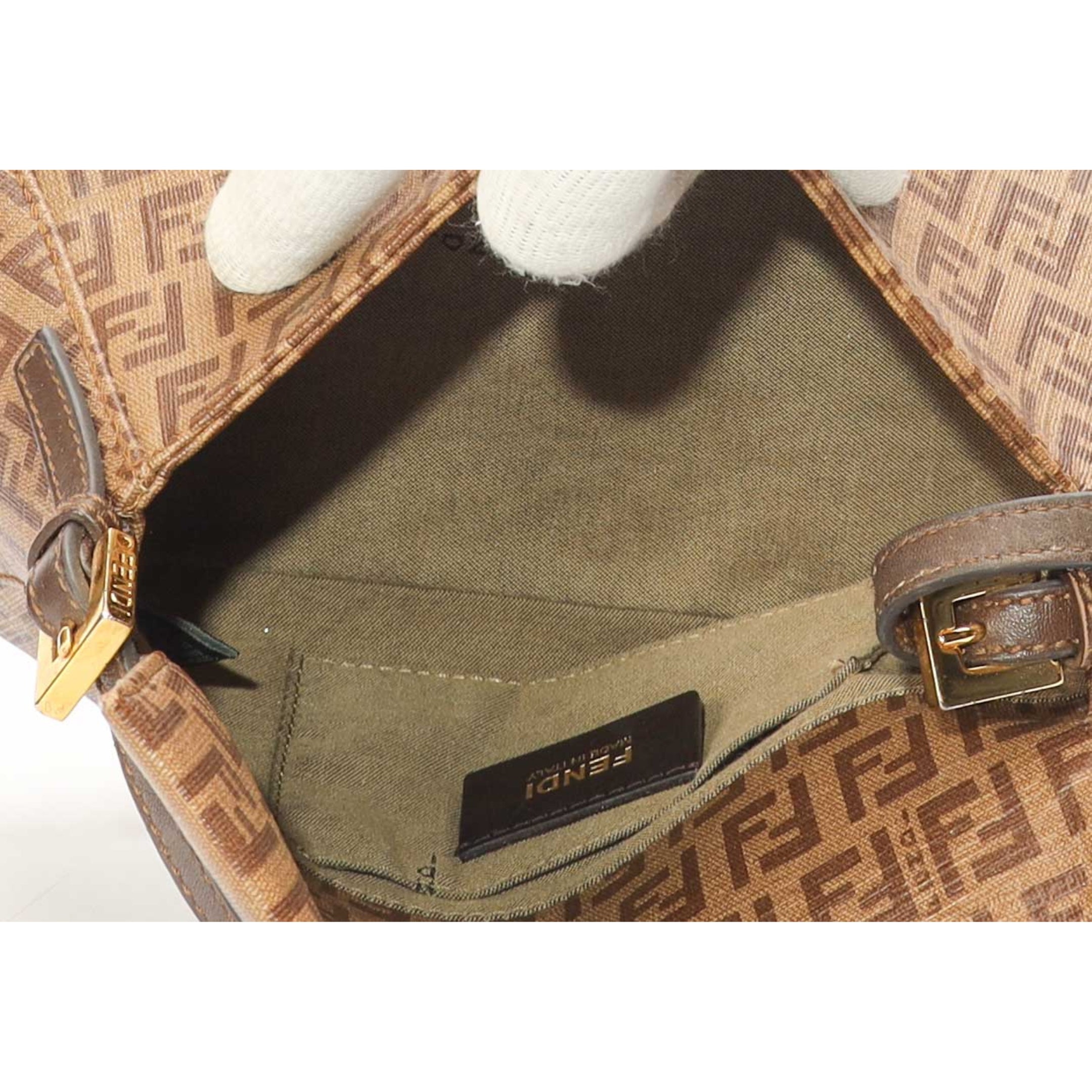 Fendi Brown Zucchino Canvas Mama Forever Bag