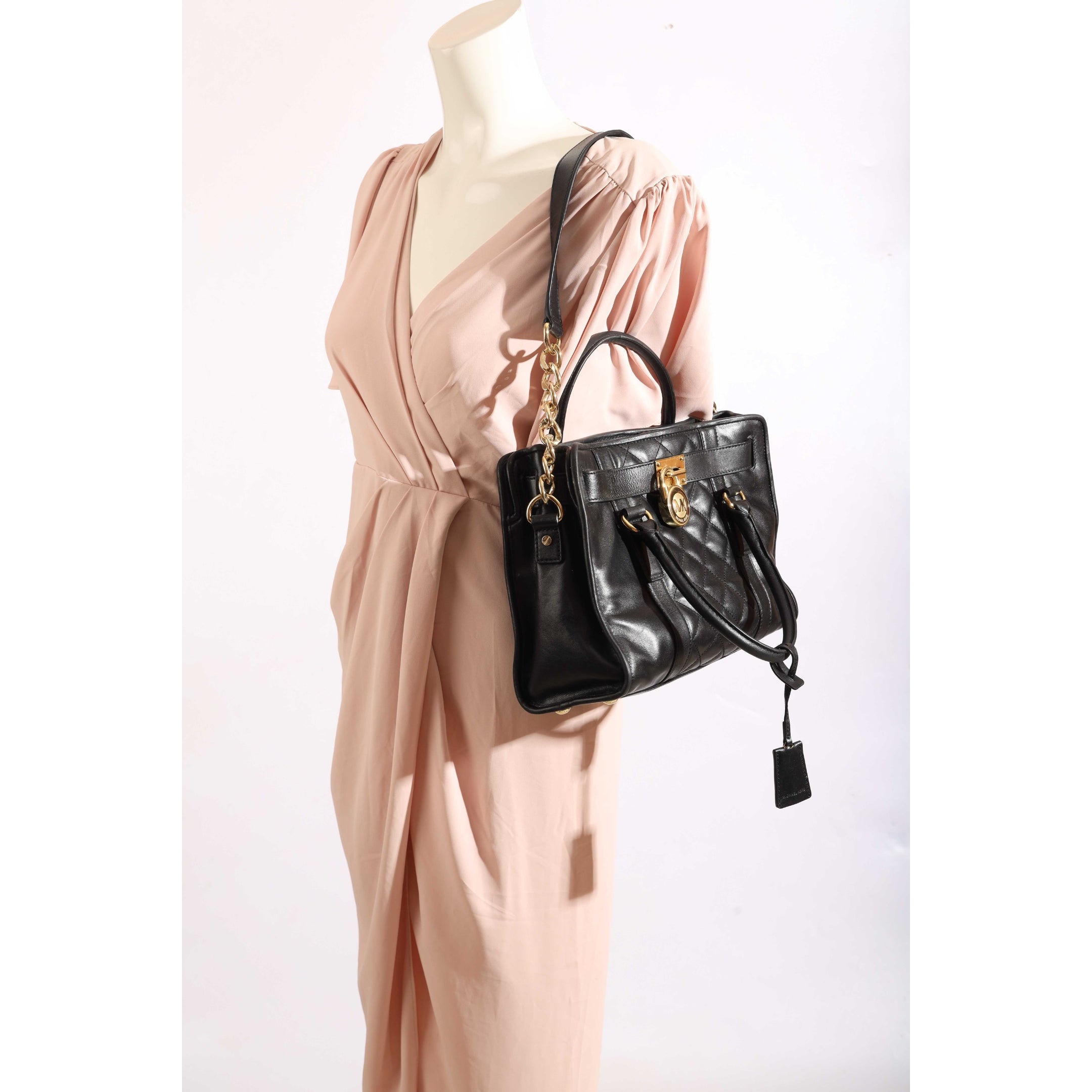 Michael Kors Hamilton Black Quilted Satchel