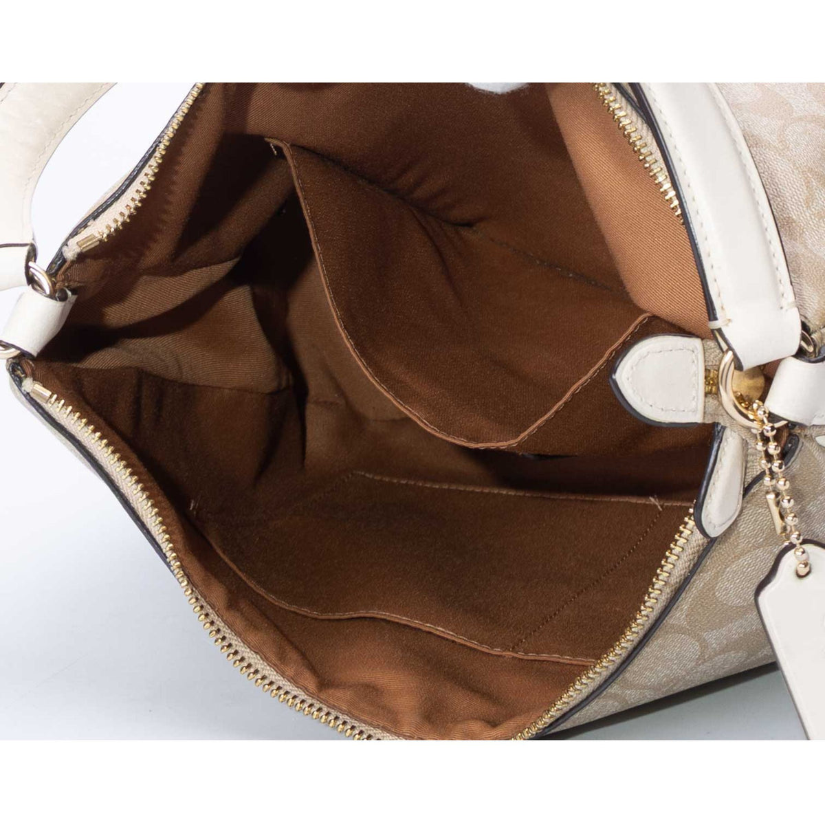 Coach Beige Zip Shoulder Bag