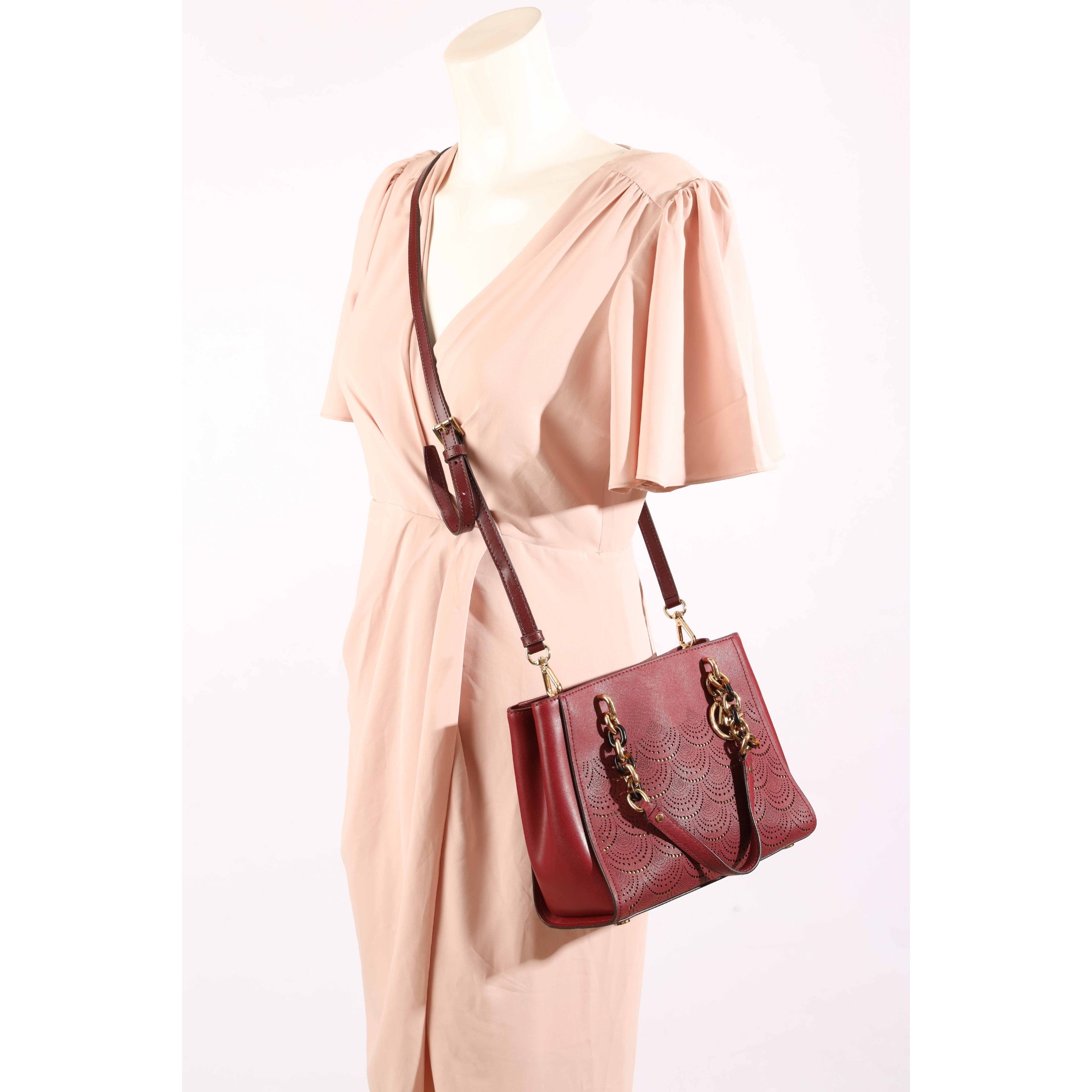 Michael Kors Sophia Maroon Convertible Satchel