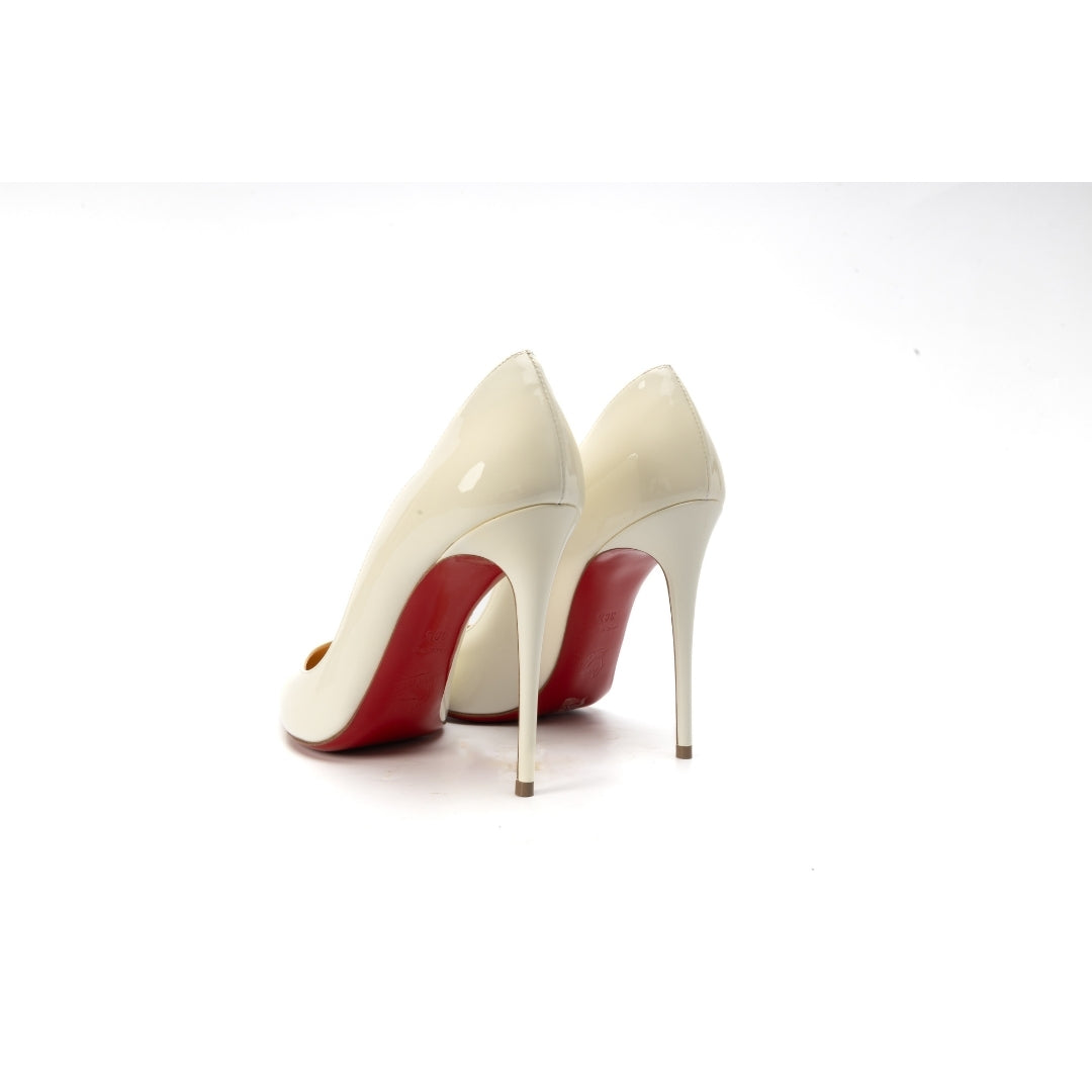 Christian Louboutin White Patent Leather Hot Chick Pointed Toe Pump