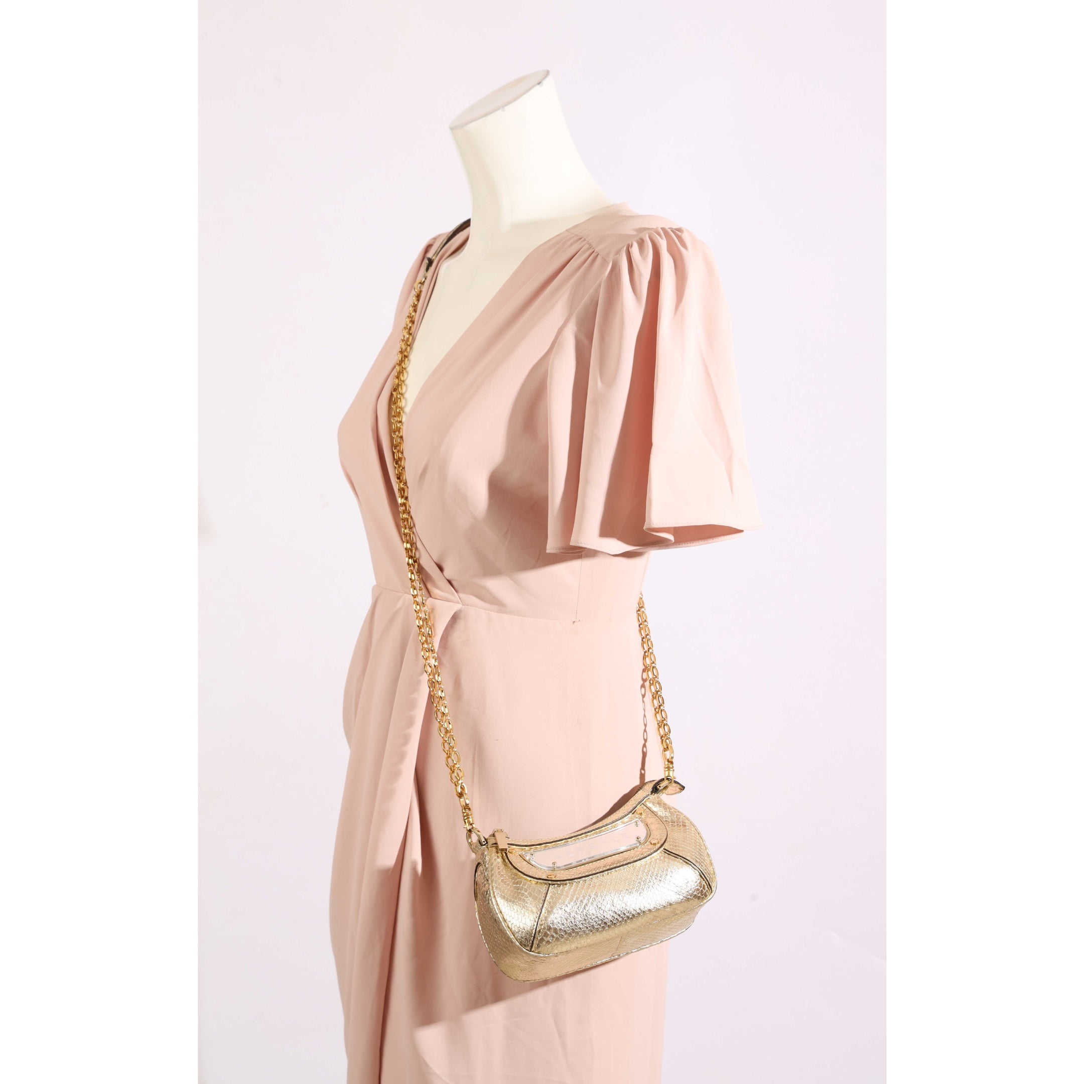 Versace Golg Python Bowling Metallic Crossbody Bag