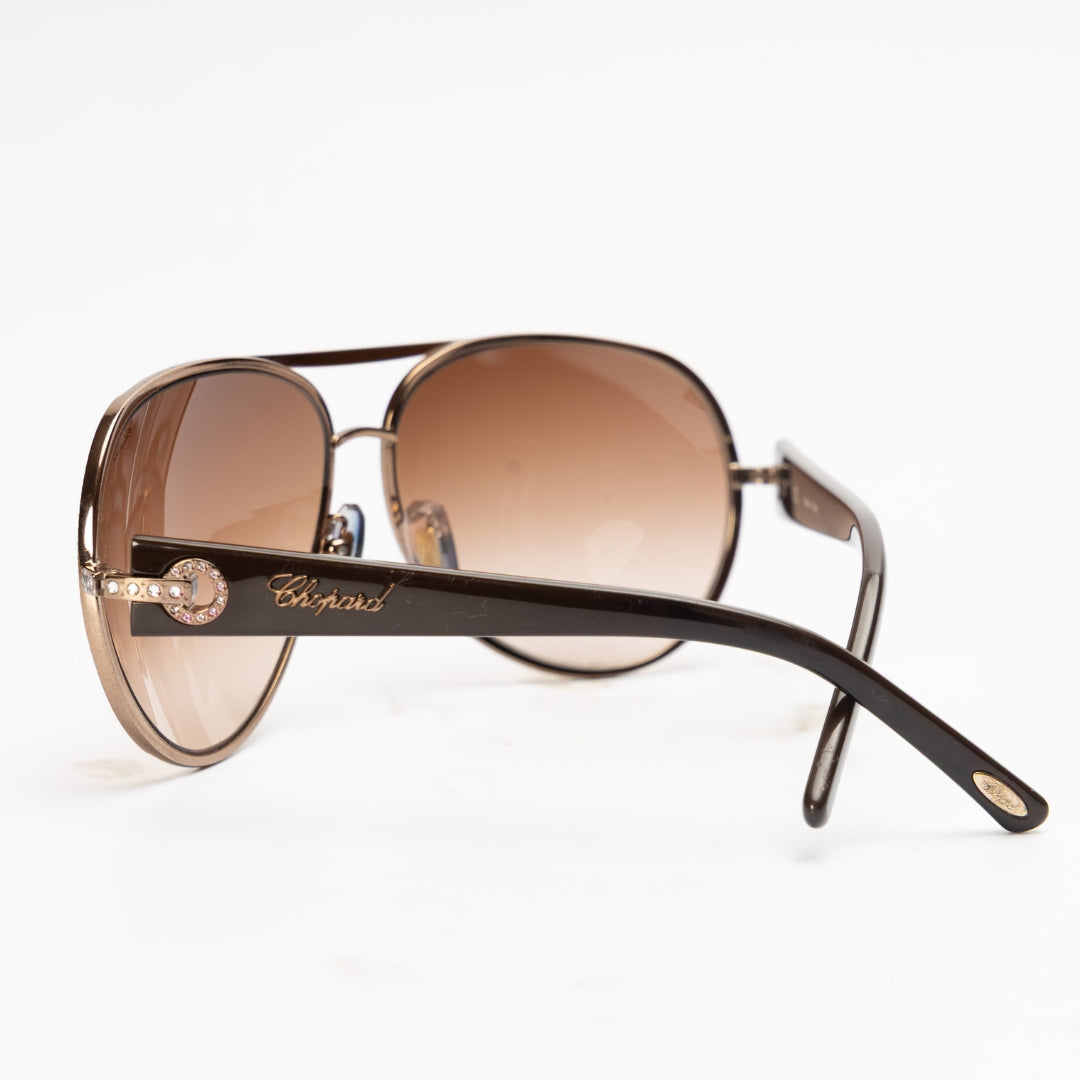 Chopard Burgundy Embellished Aviator Sunglasses