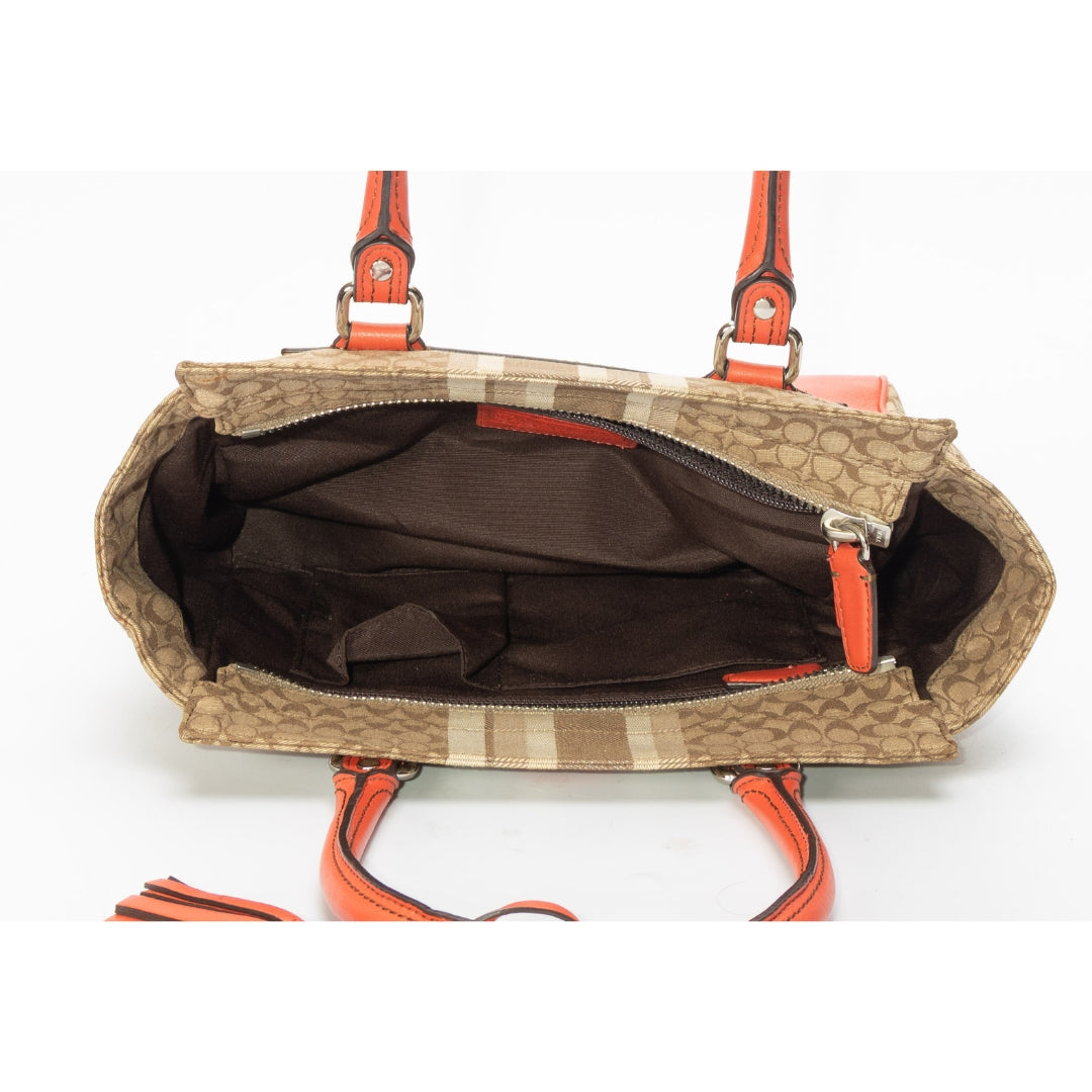 Coach Beige/Orange Signature Canvas Tote