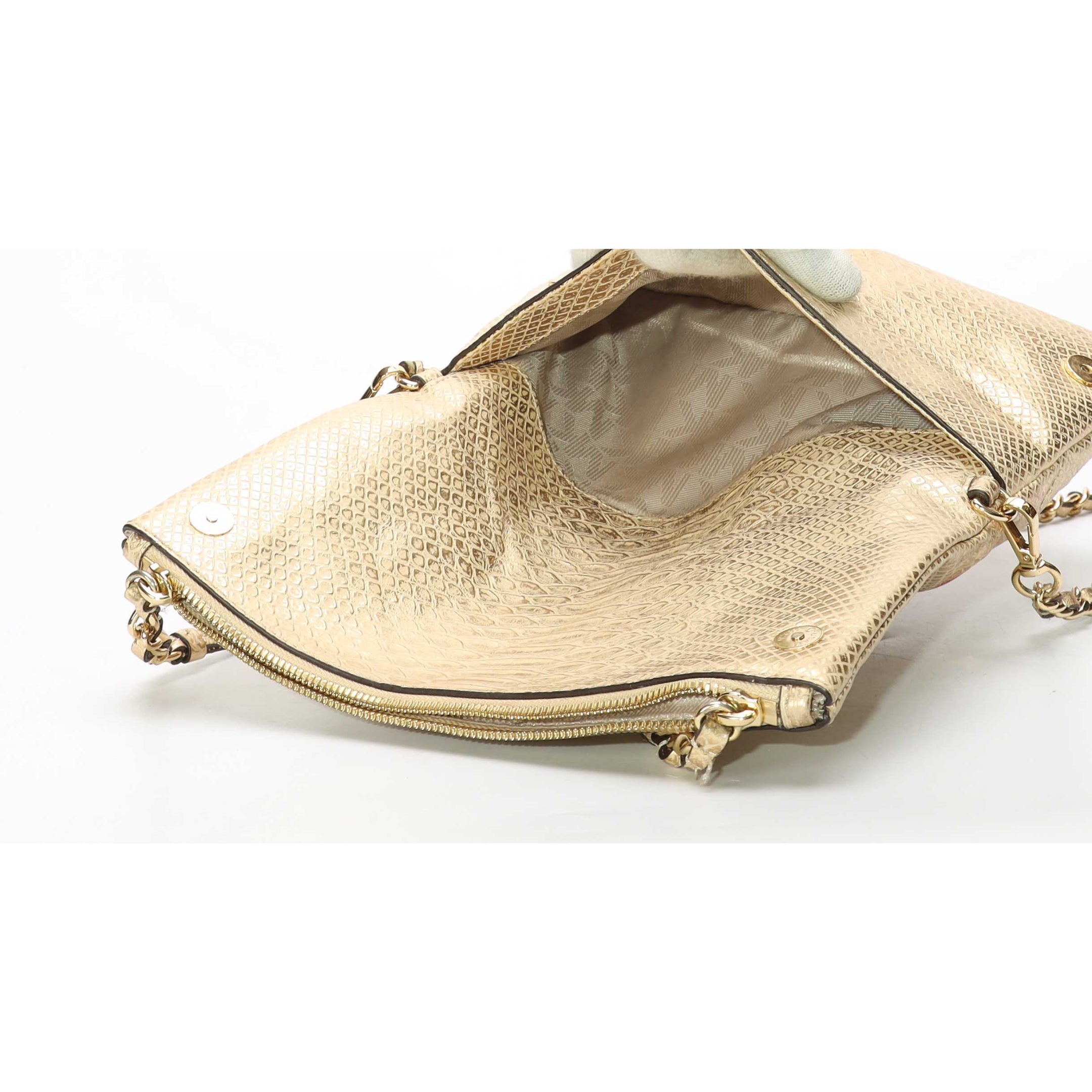 Michael Kors Metallic Gold Foldover Crossbody Bag