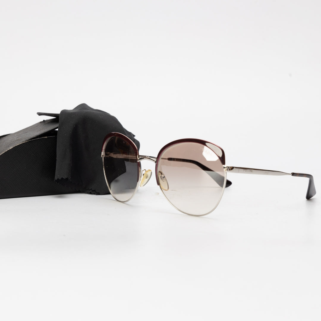 Prada Silver Full Rim Round Sunglasses