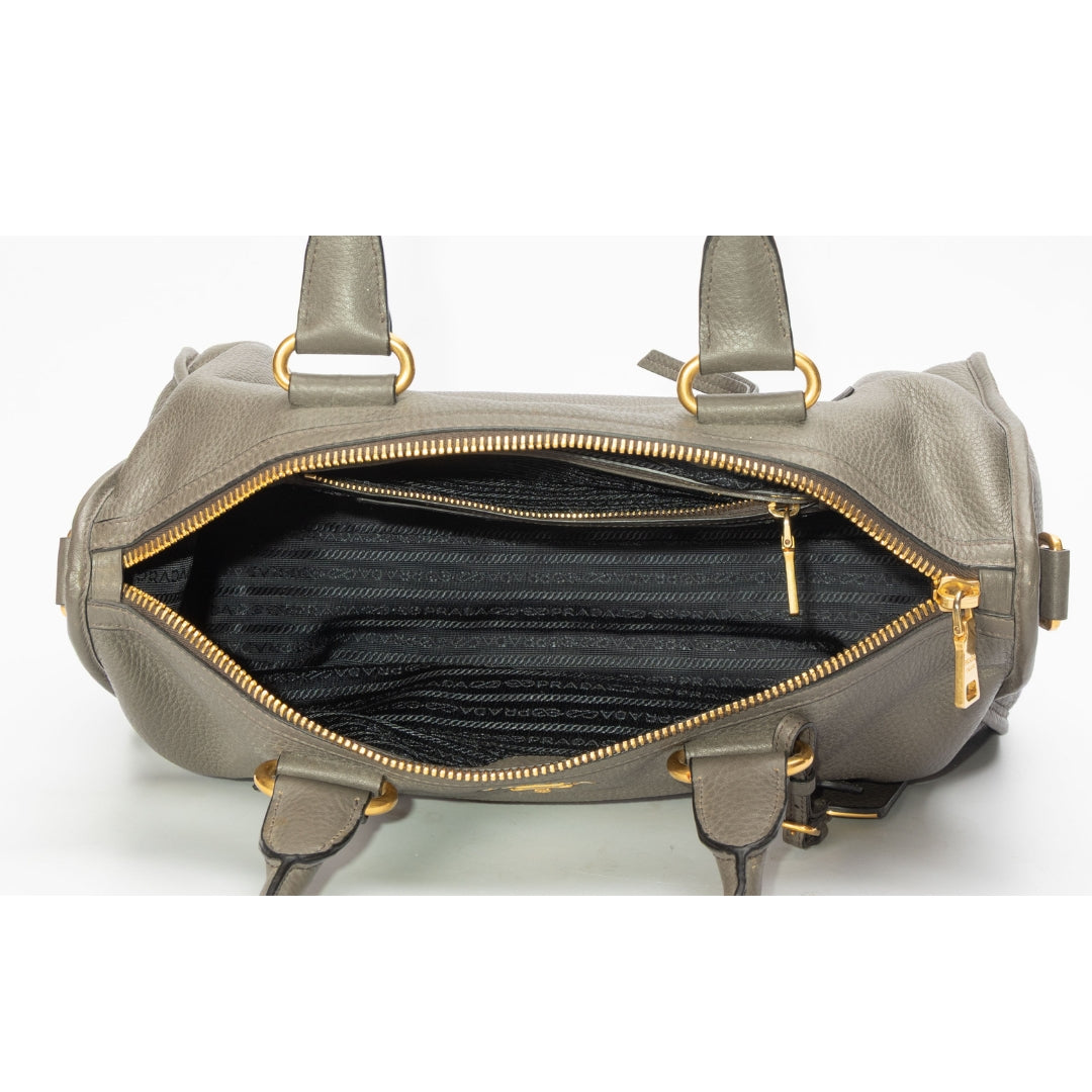 Prada Dark Beige Vitello Daino Convertible Satchel