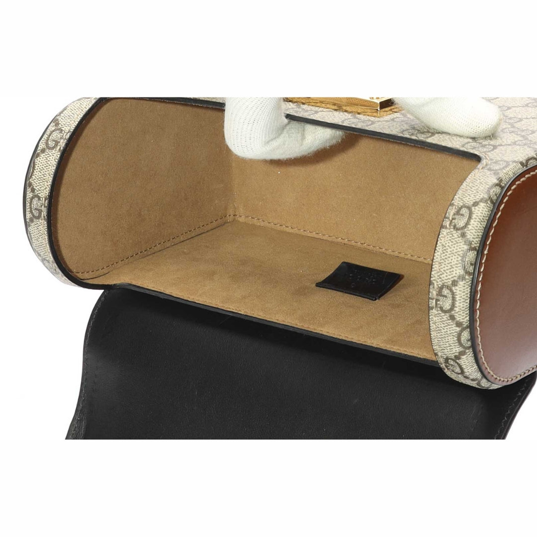 Gucci Padlock Bamboo GG Canvas Small Satchel