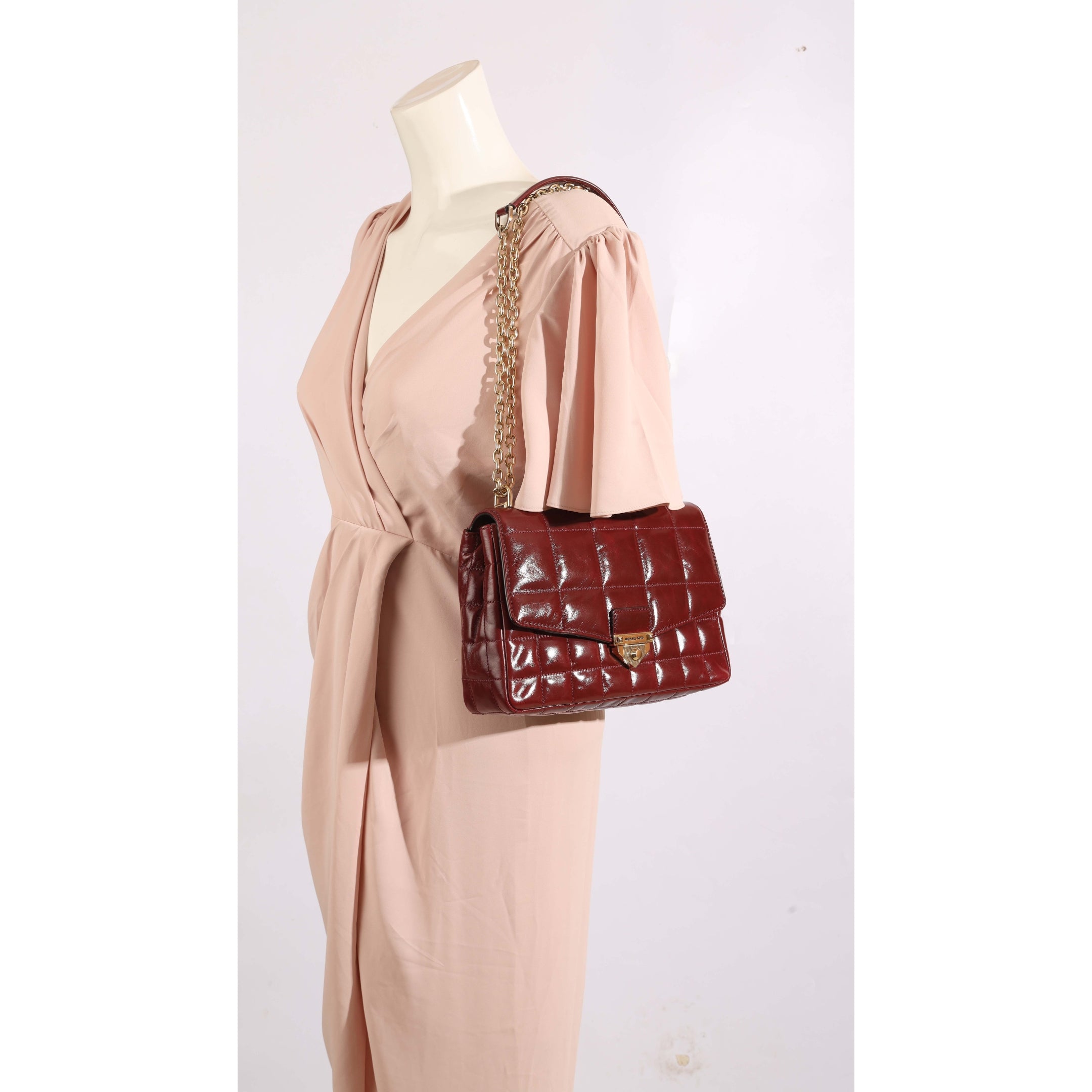 Michael Kors SoHo Maroon Quilted Crossbody Bag